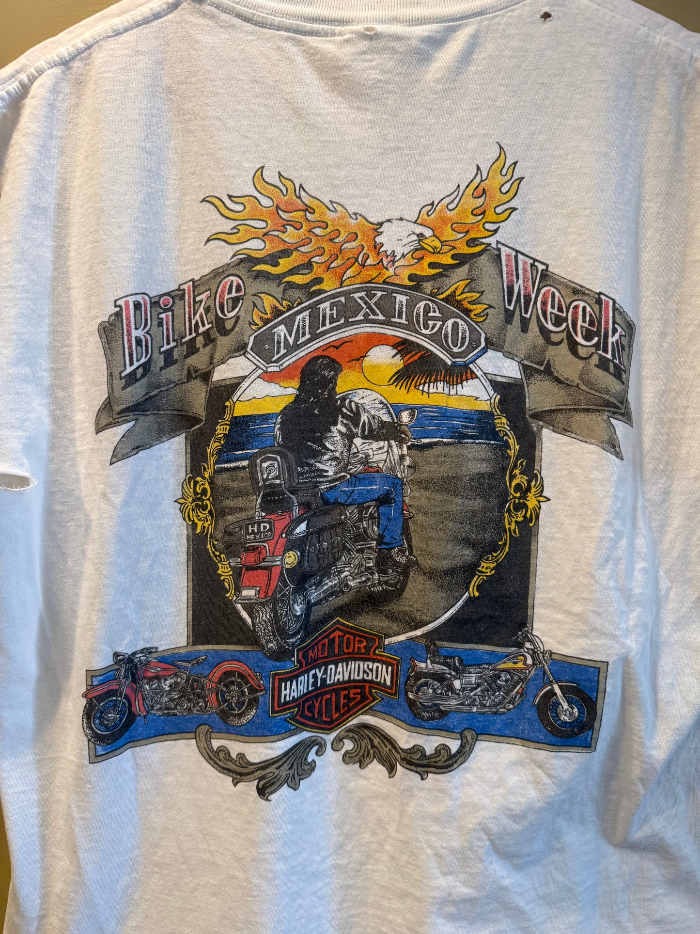 Vintage Harley Davidson Bike Week Mexico Cutoff Tank Top- L