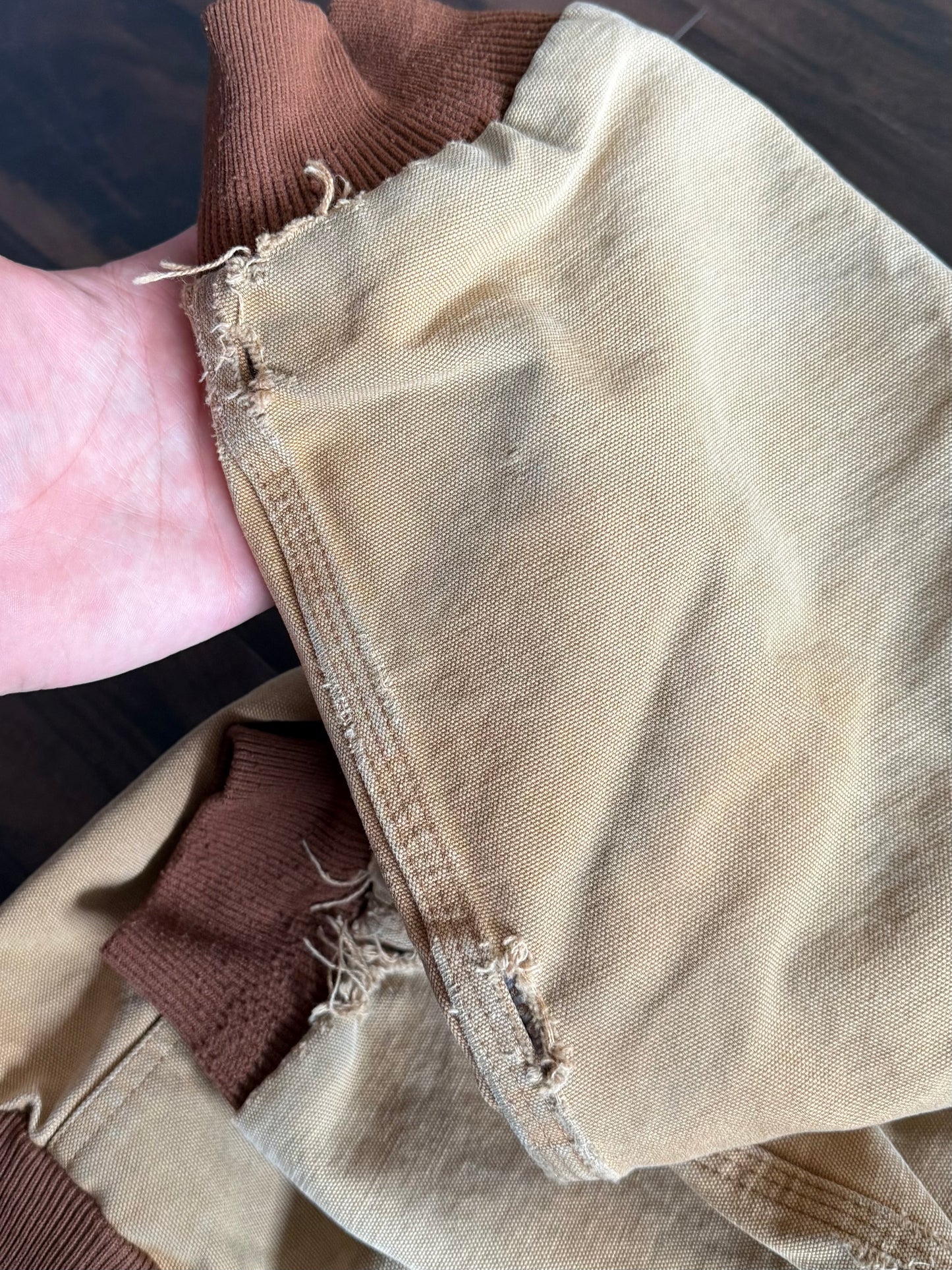 Vintage Carhartt Made In USA Hooded Tan Jacket- L