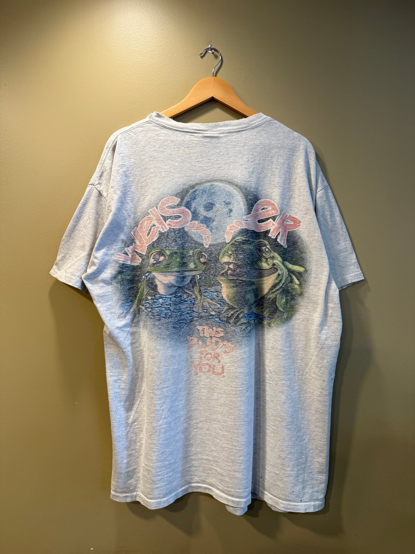 Vintage Budweiser Frogs Faded Gray T-Shirt- XXL