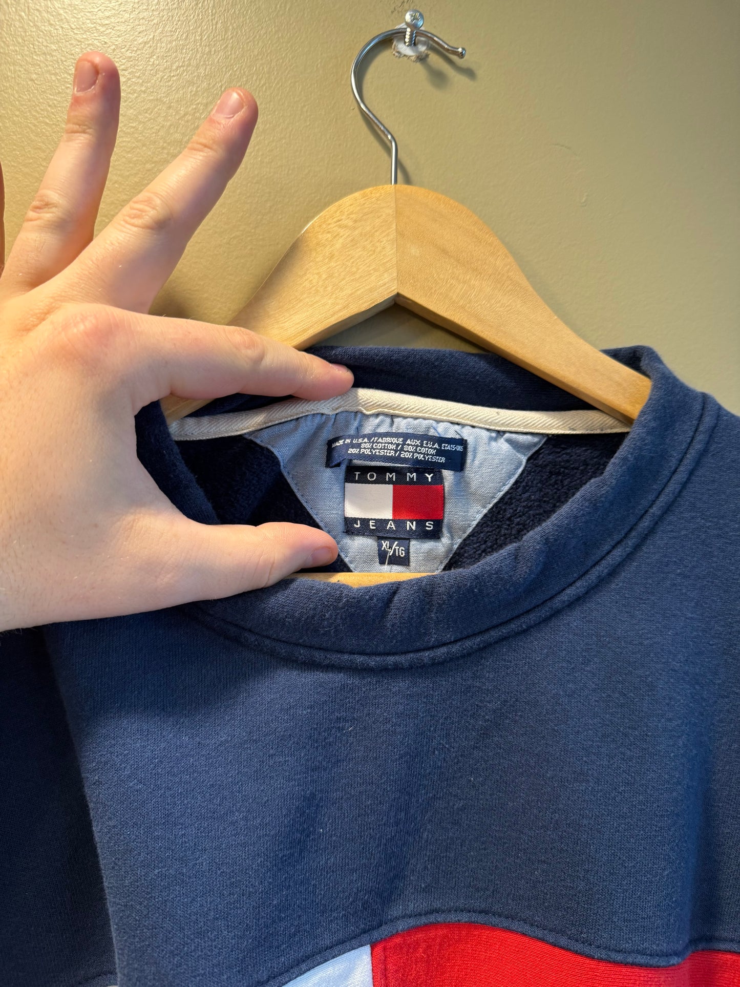 Vintage Tommy Hilfiger Big Flag Crewneck Sweatshirt- XL
