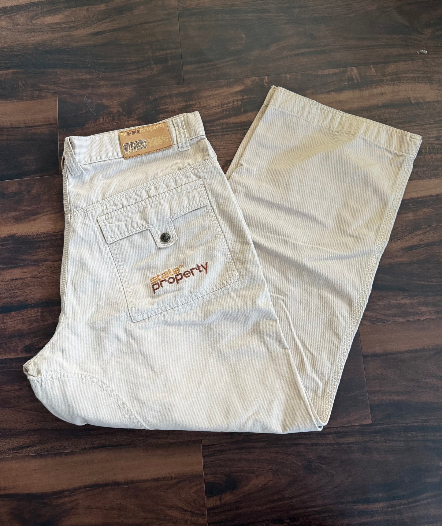 Vintage Y2K State Property Streetwear Light Tan Baggy Pants- 38x31