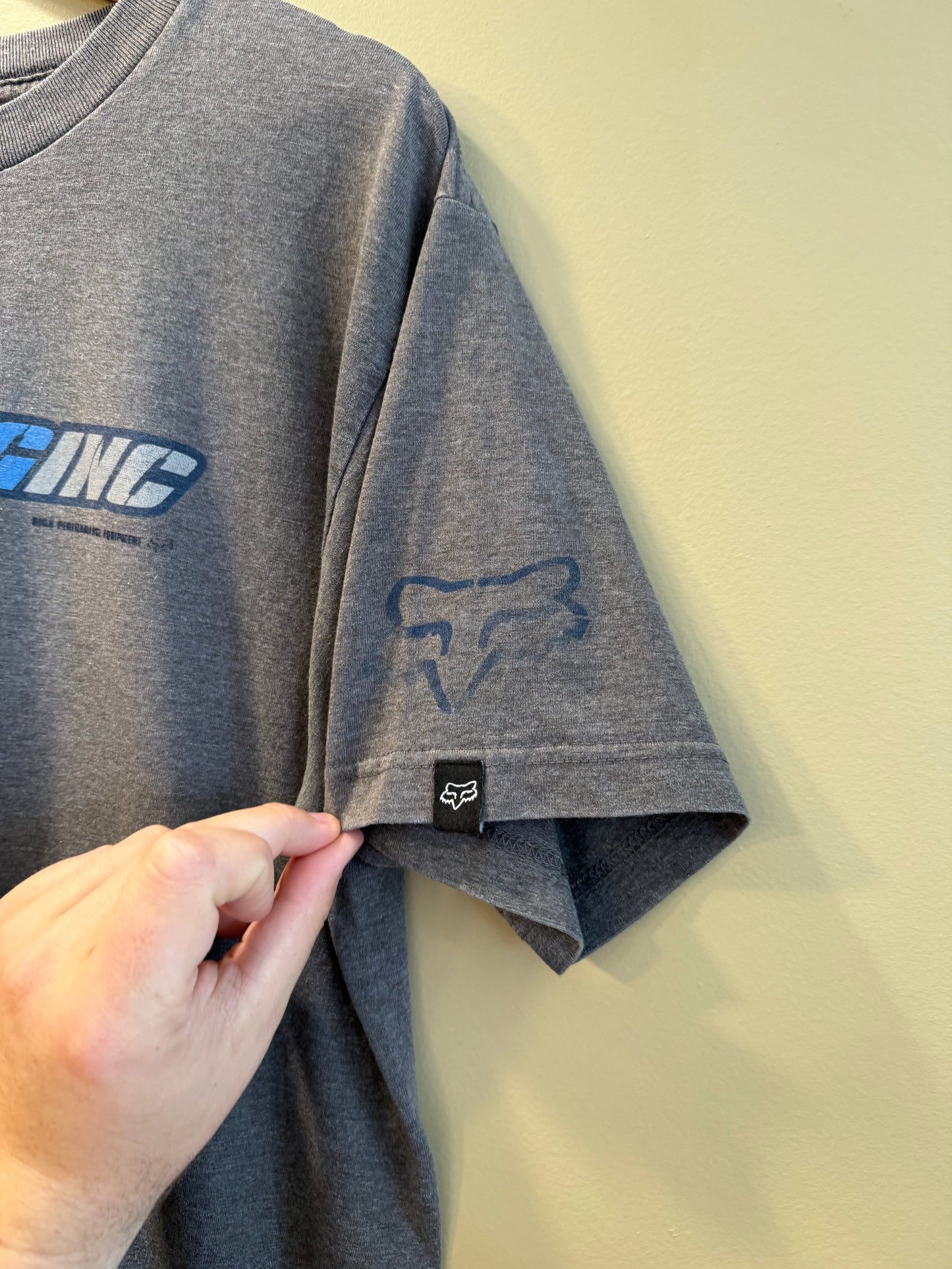 Vintage Fox Racing Gray Distressed T-Shirt- L