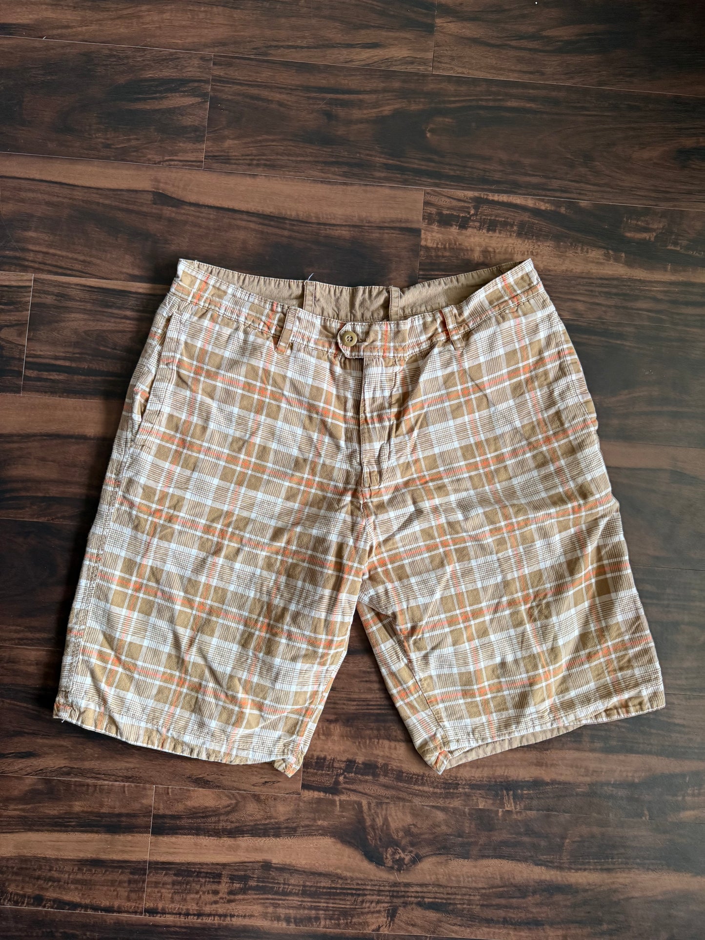 Vintage Reversible Orange & Brown Checkered Shorts- 36