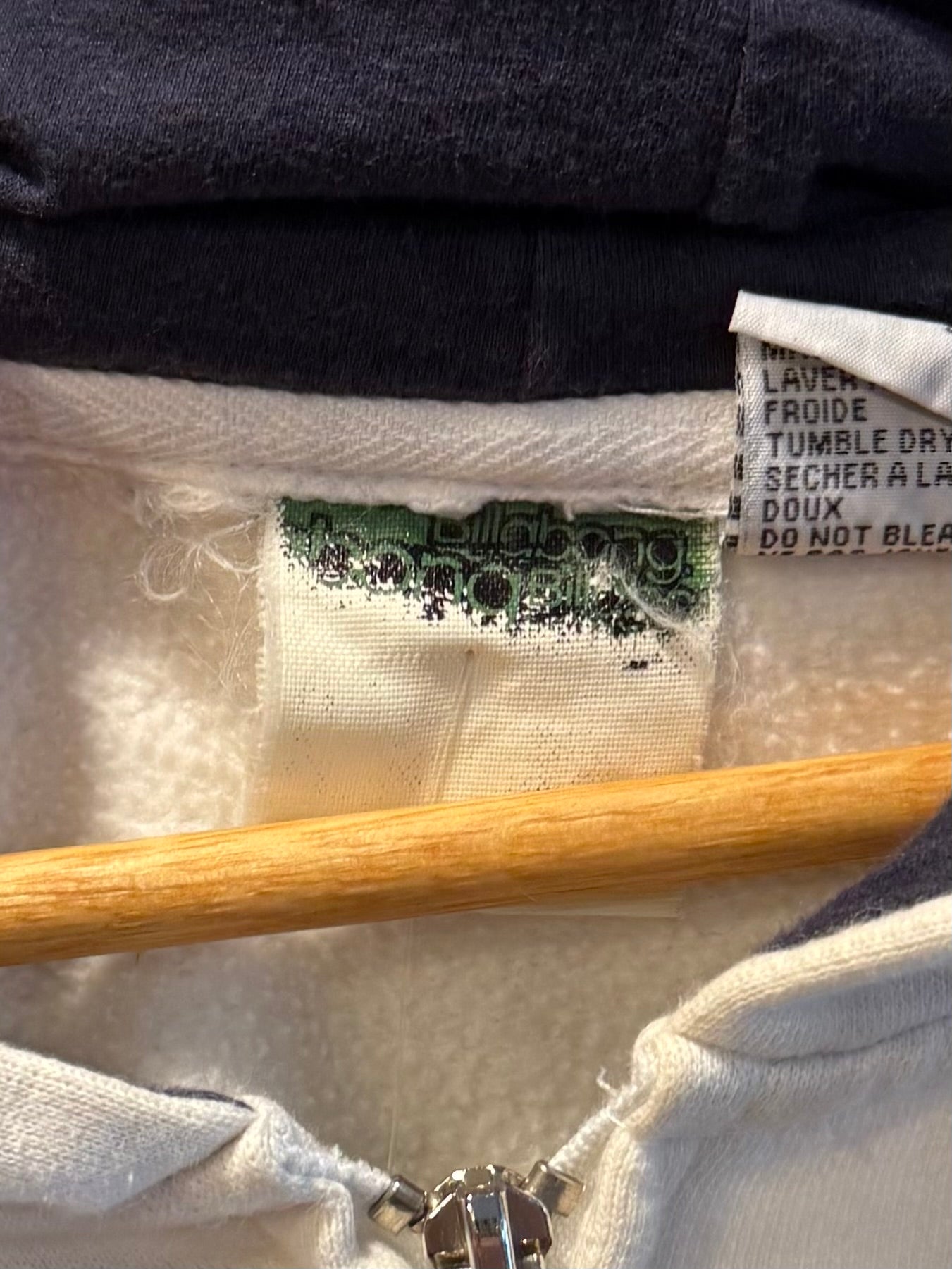 Vintage Billabong White Zip-Up Hoodie Sweatshirt- XL