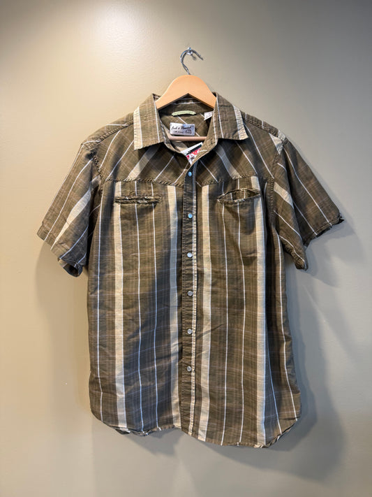 Vintage Fred & Howard Green Checkered Pearl Snap Shirt- XL
