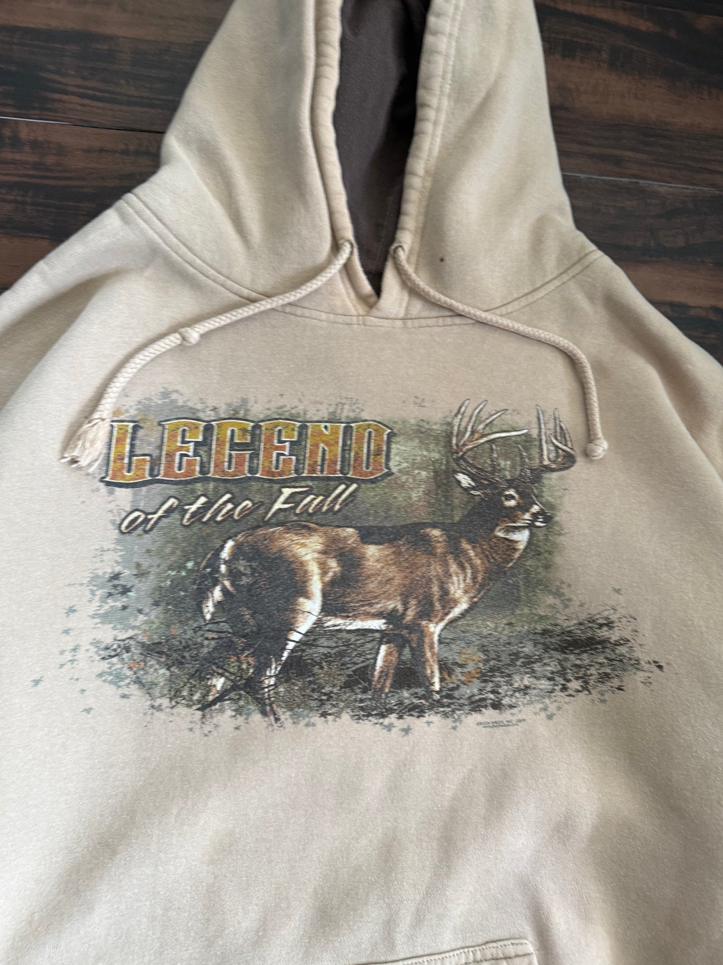 Vintage Deer Legend Of The Fall Nature Tan Hoodie Sweatshirt- XXL
