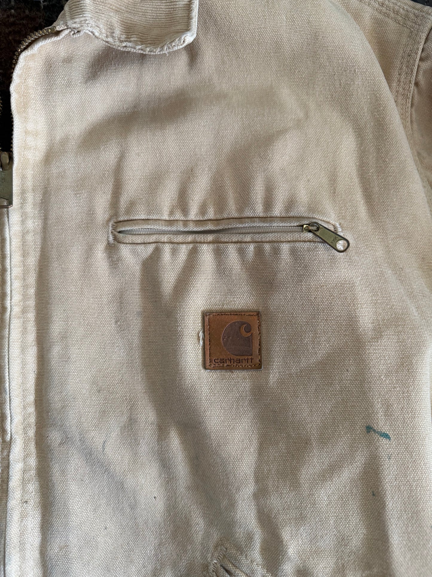 Vintage Carhartt J43WET Tan Flannel Lined Detroit Jacket- L