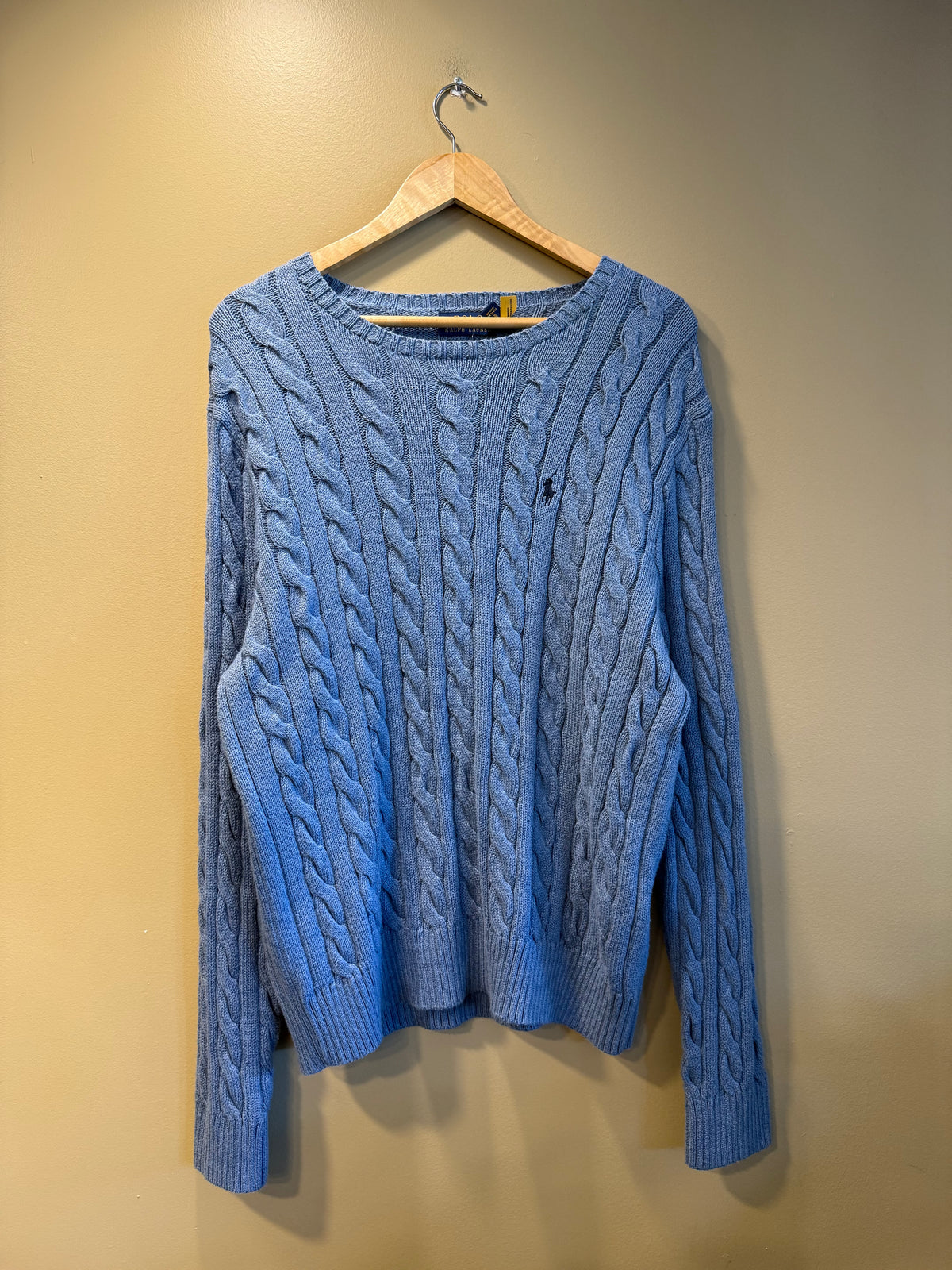 Vintage Polo Ralph Lauren Blue Cable Knit Sweater- L