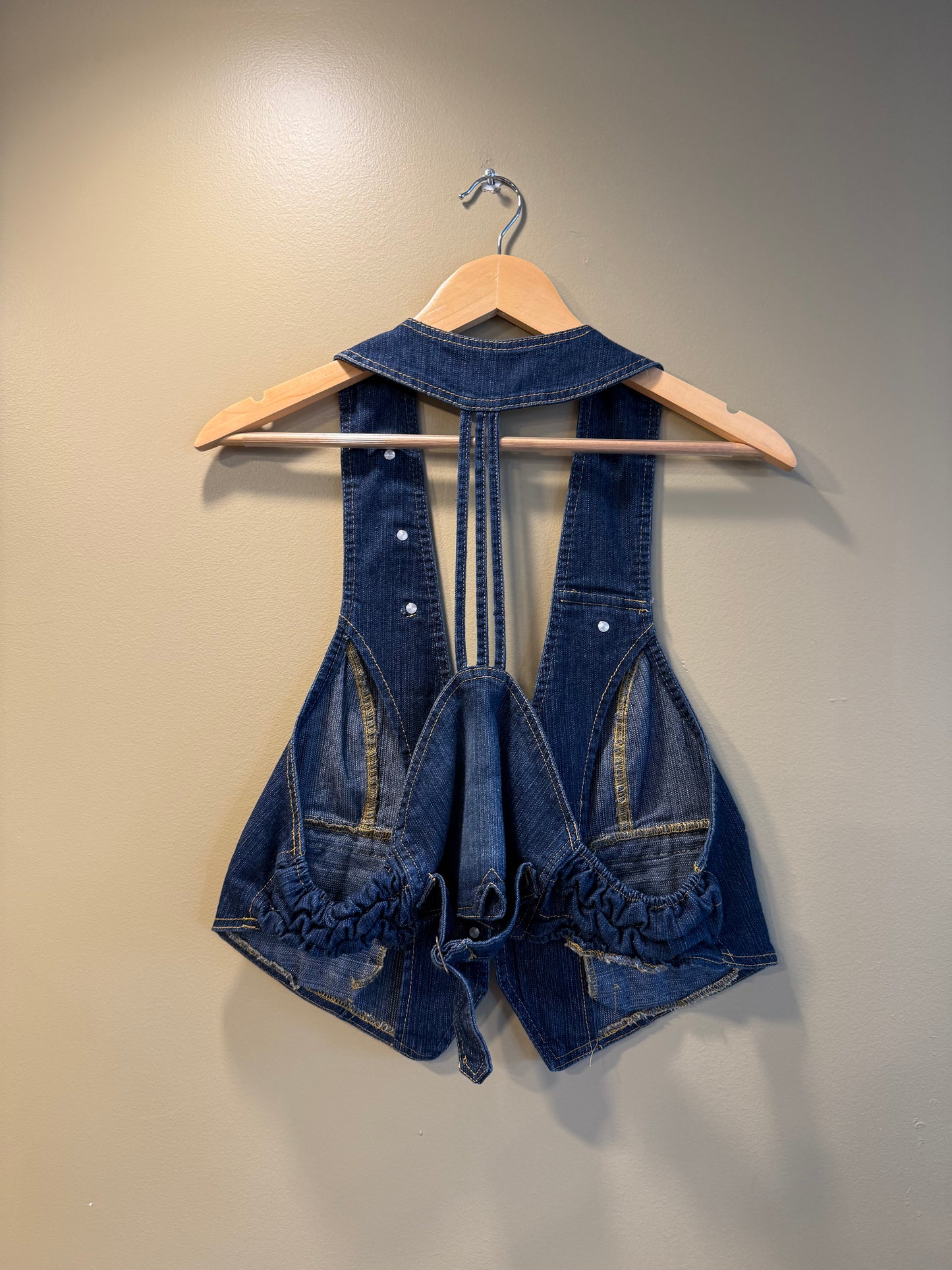 Vintage Y2K Last Kiss Denim Button-Up Vest Top- XL