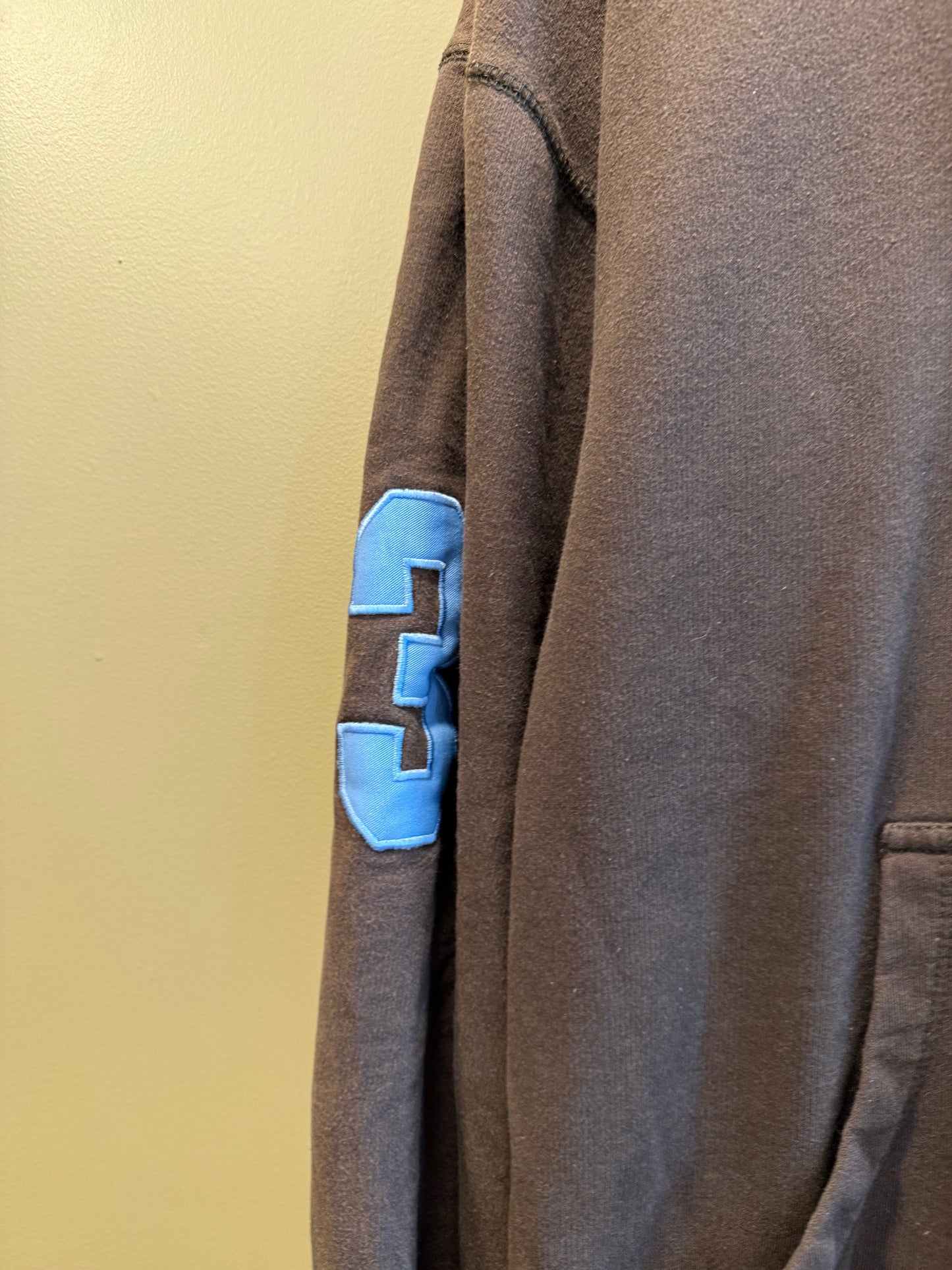 Vintage Y2K USPA Brown & Baby Blue Zip-Up Hoodie Sweatshirt- XL