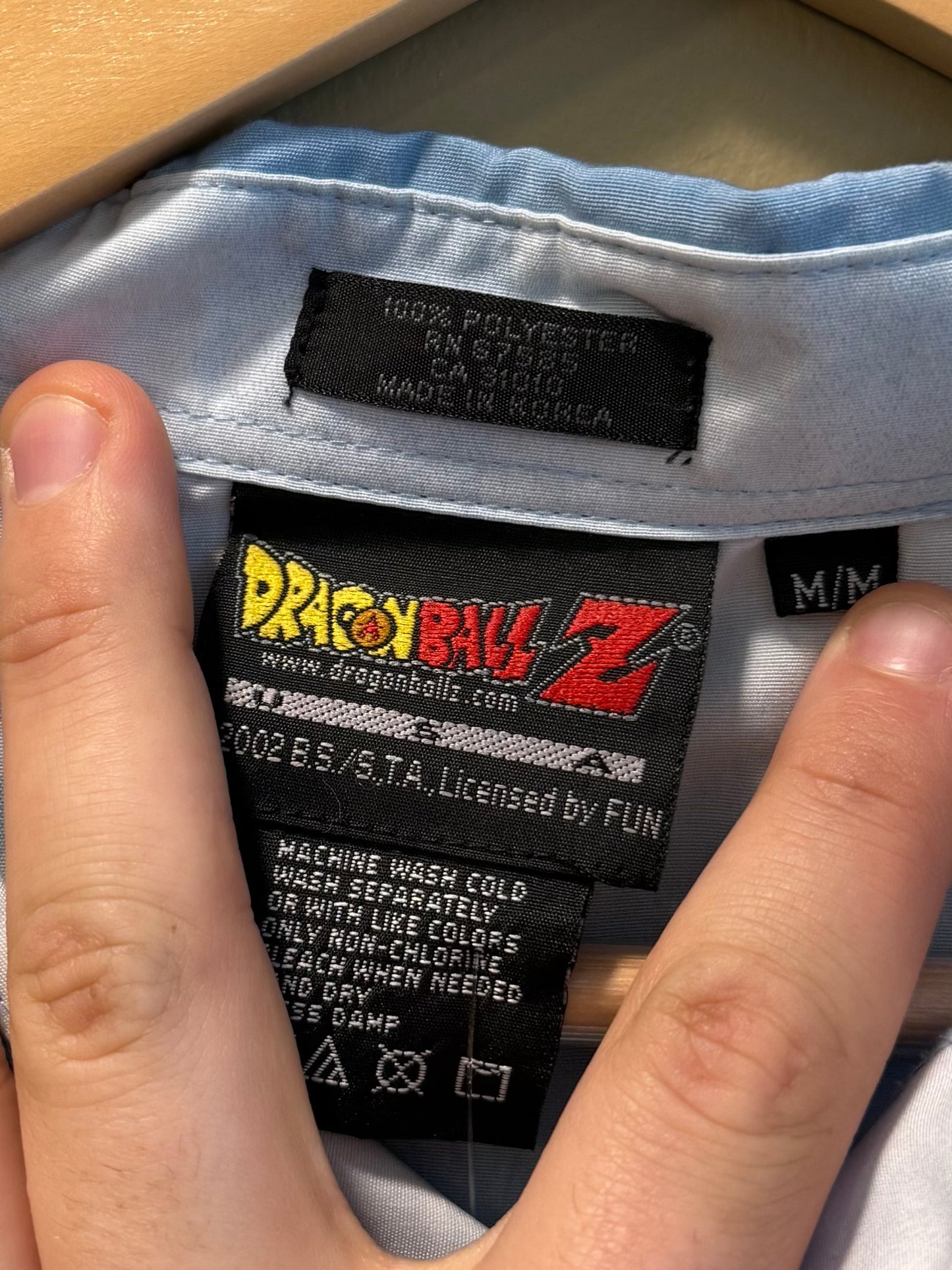 Vintage Dragon Ball Z All Over Print Blue Button-Up Shirt- L