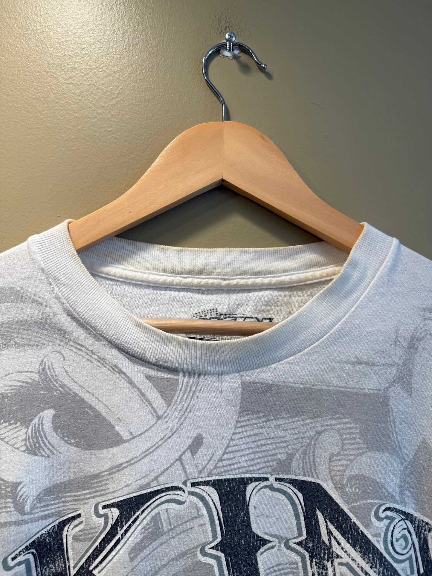 Vintage Skin All Over Print White Gothic T-Shirt- L