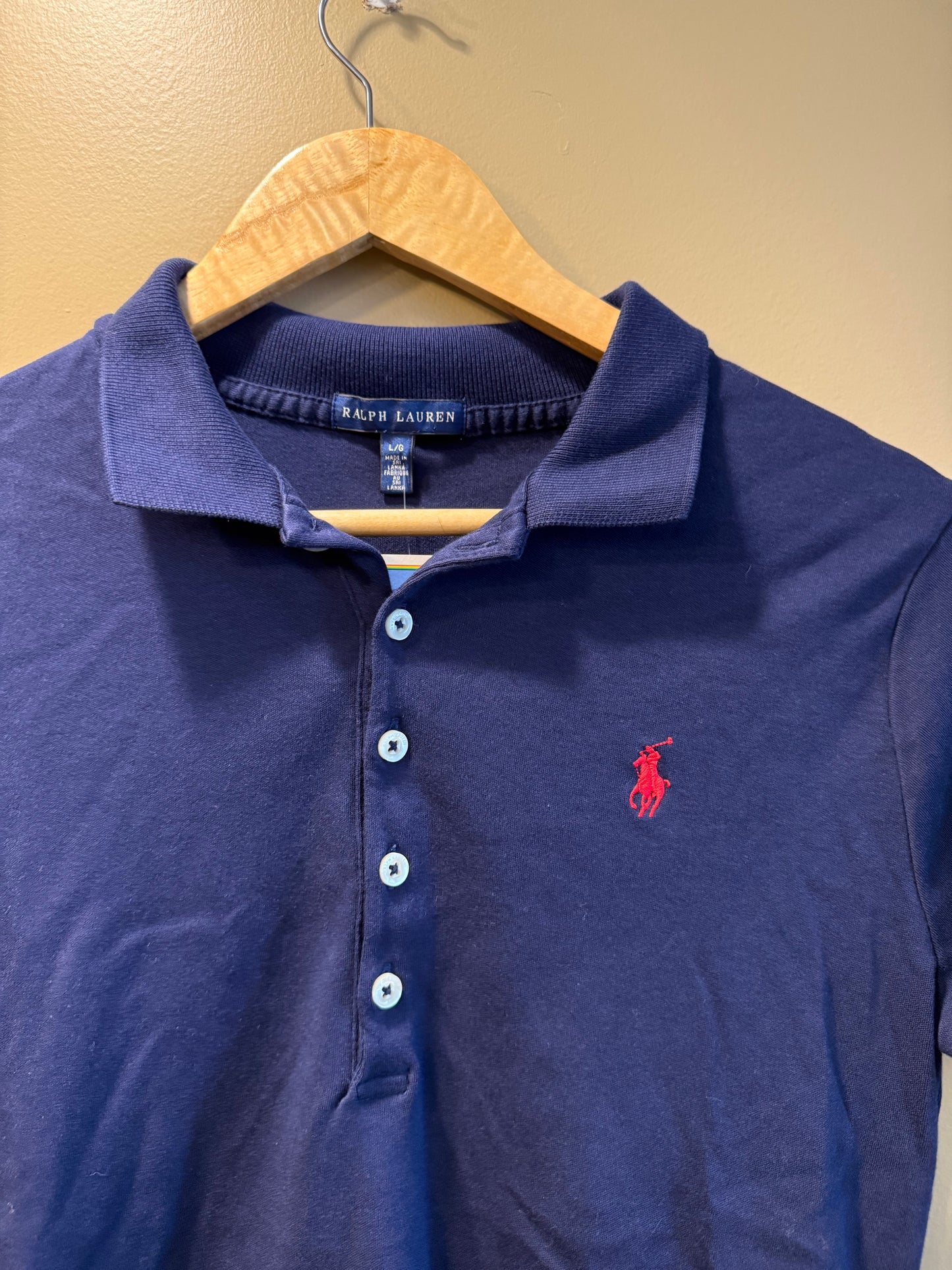 Vintage Polo Ralph Lauren Navy Blue Women’s Slim Polo Shirt- L