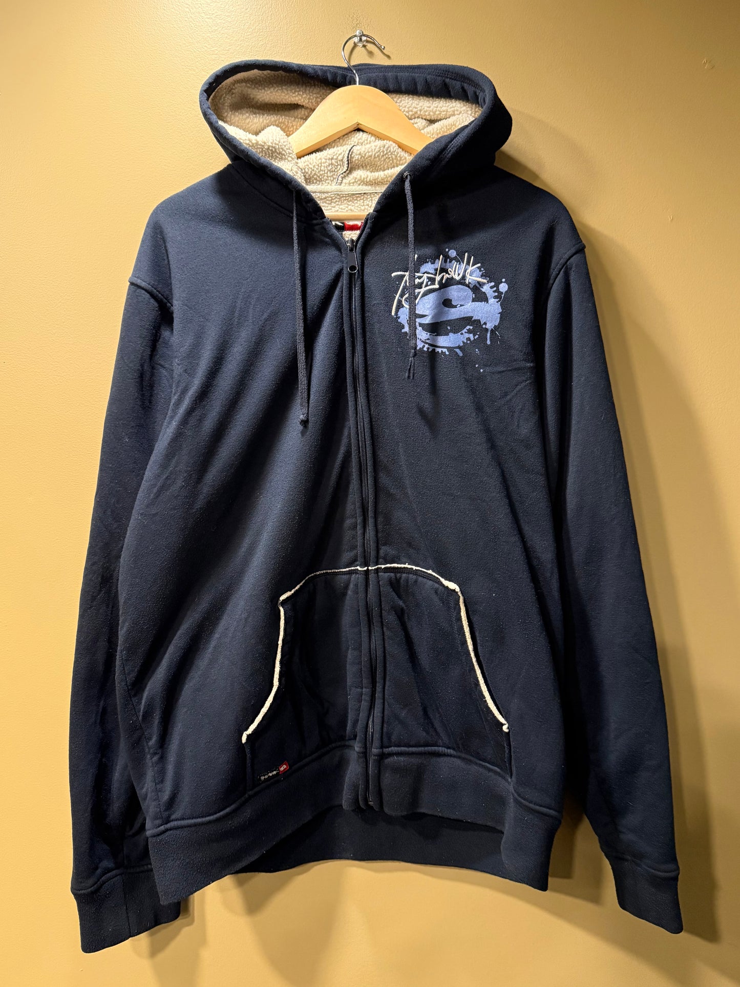 Vintage Tony Hawk Navy Blue Fleece Lined Zip-Up Hoodie Sweatshirt- XL