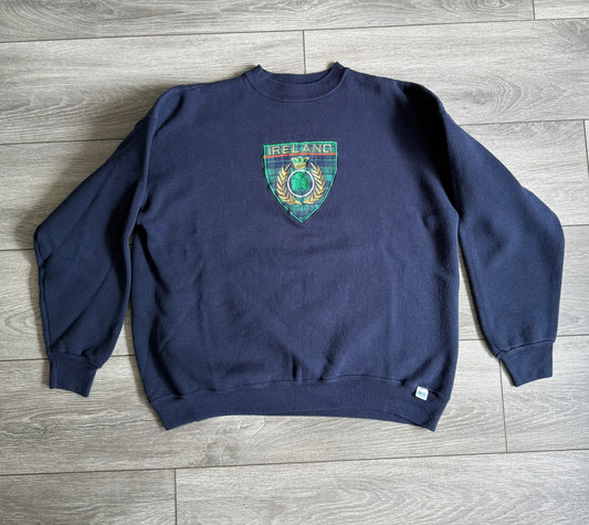 Vintage Ireland Navy Blue Embroidered Crewneck Sweatshirt- XL