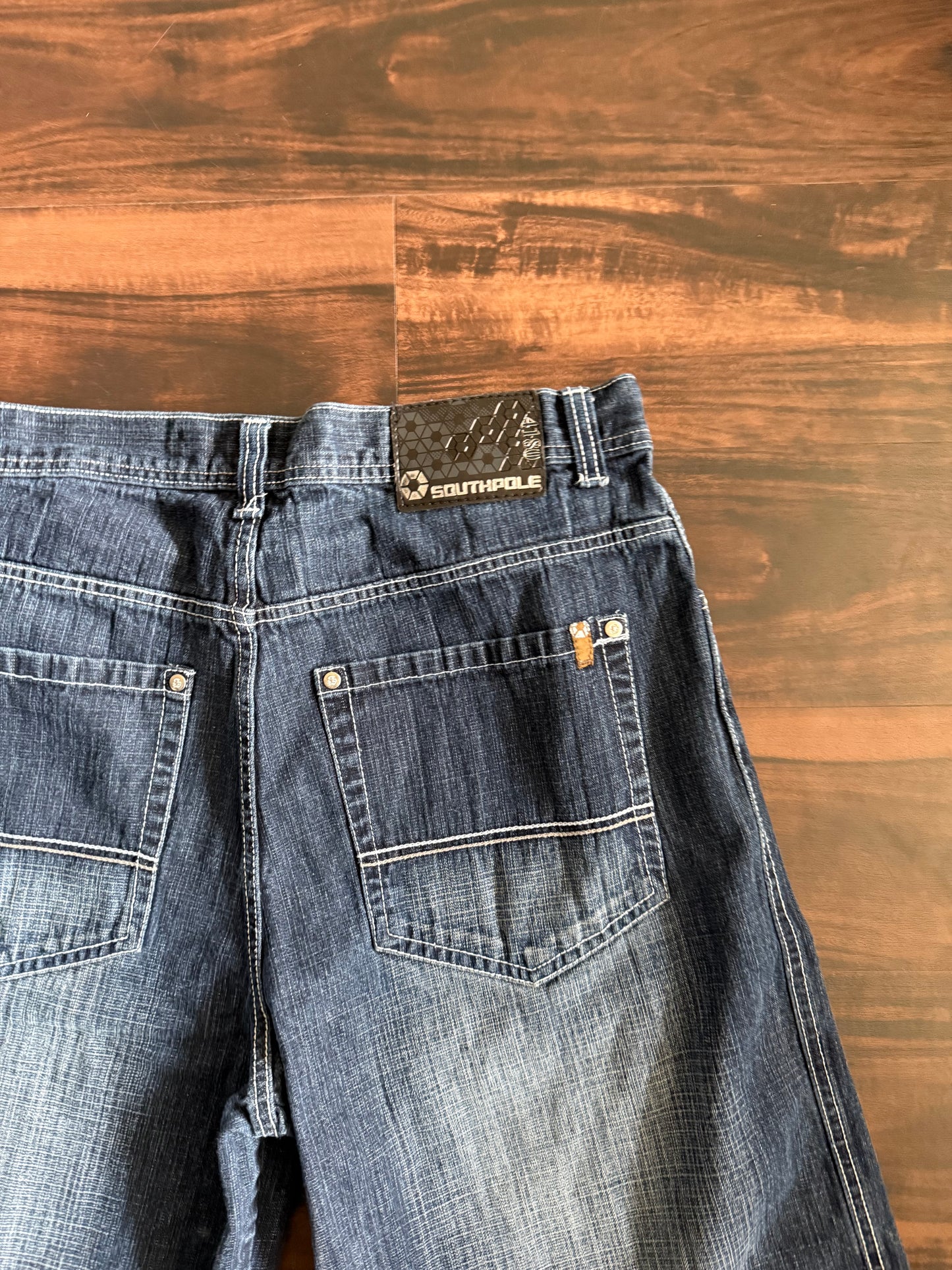 Vintage Y2K South Pole Dark Wash Baggy Streetwear Denim Jean Shorts- 36