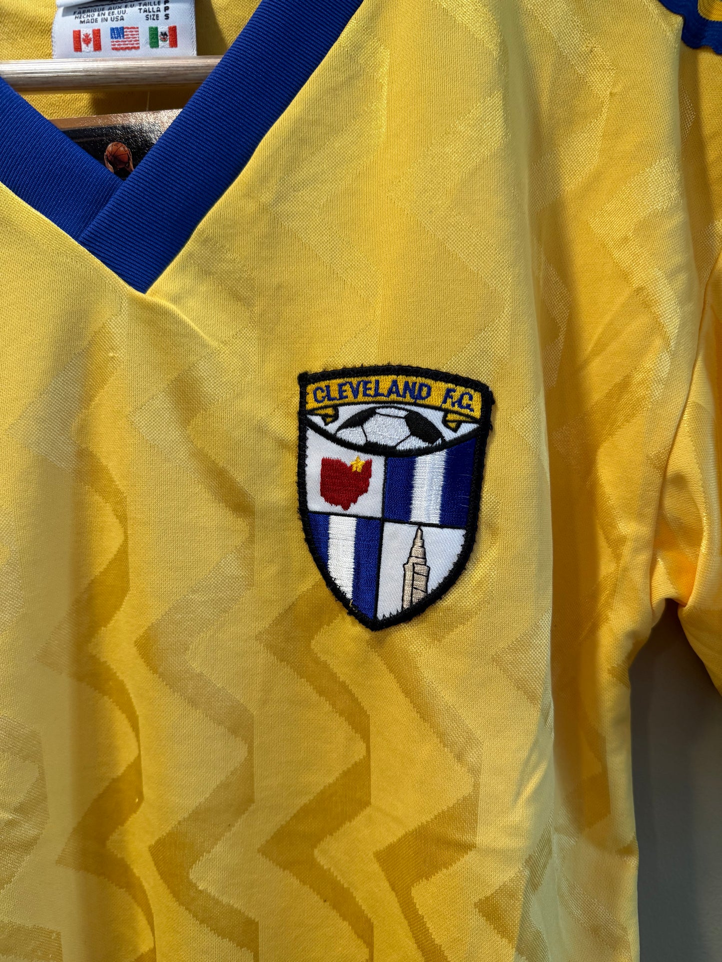 Vintage 80s Adidas Cleveland F.C. Yellow Soccer Jersey- S/M
