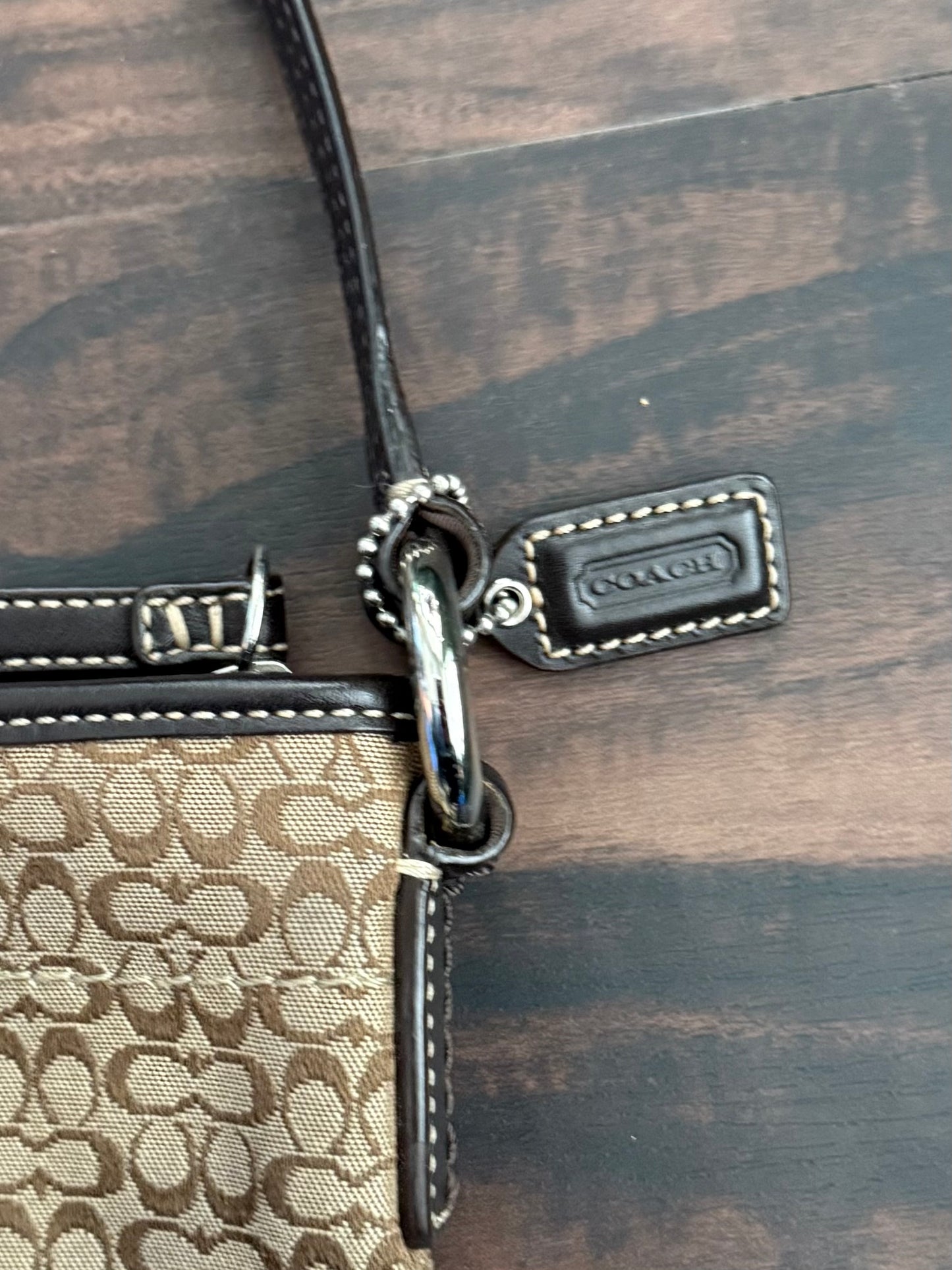 Vintage Y2K Coach Signature Brown Suede & Canvas Crossbody Bag