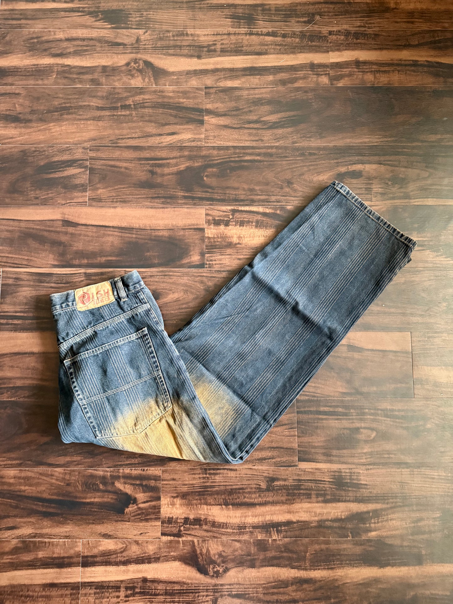 Vintage Y2K Risk Jeans Faded Dark Wash Denim Jeans- 34x34