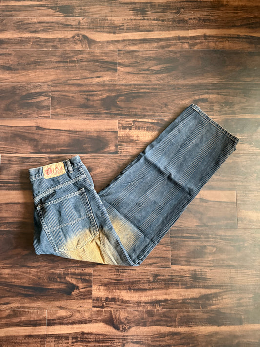 Vintage Y2K Risk Jeans Faded Dark Wash Denim Jeans- 34x34