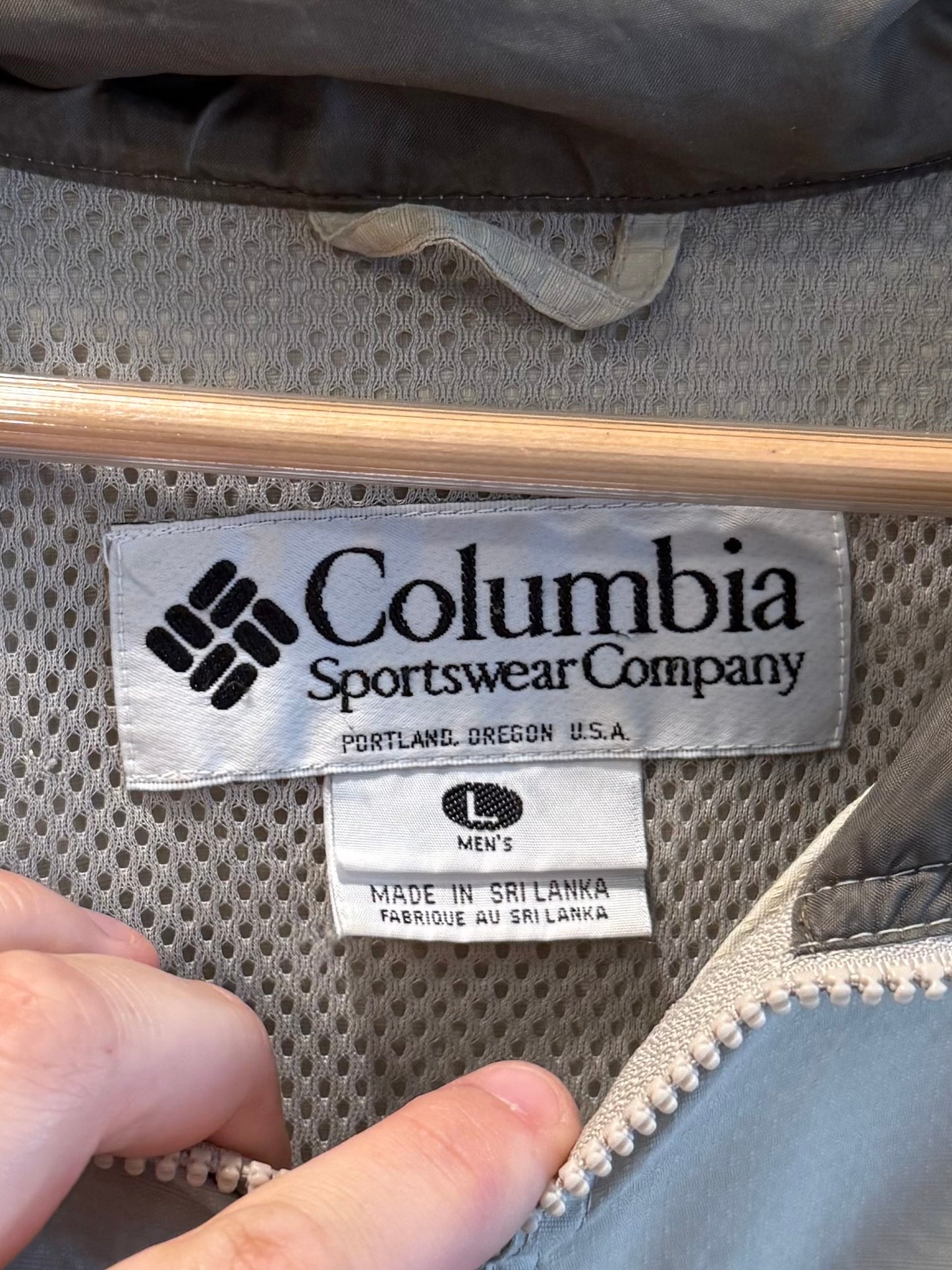 Vintage Columbia Sportswear White Windbreaker Jacket- L