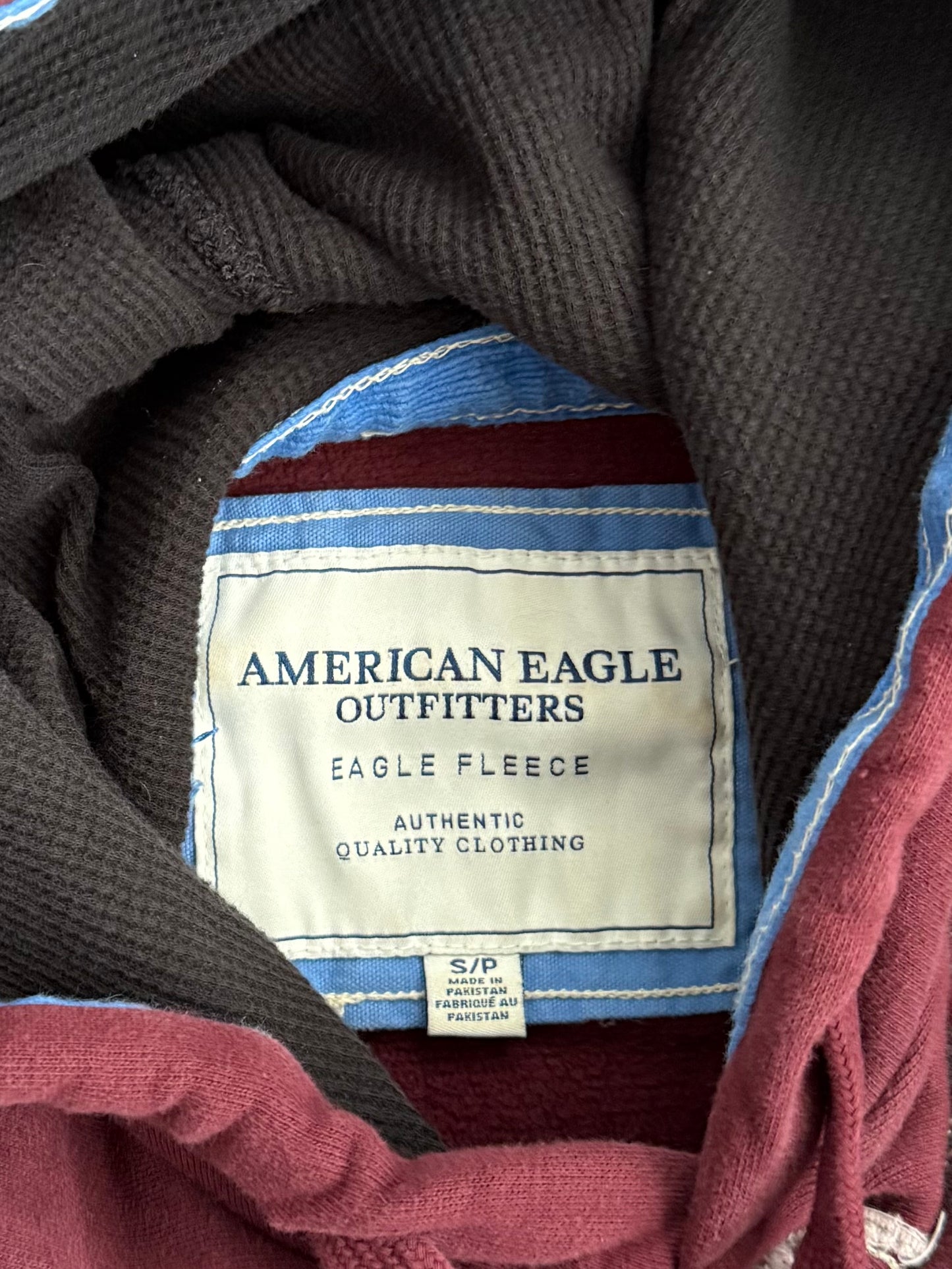Vintage American Eagle Outfitters Y2K Patchwork Hoodie Sweatshirt- S