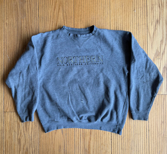 Vintage Ohio Northern University Distressed Crewneck Sweatshirt- L