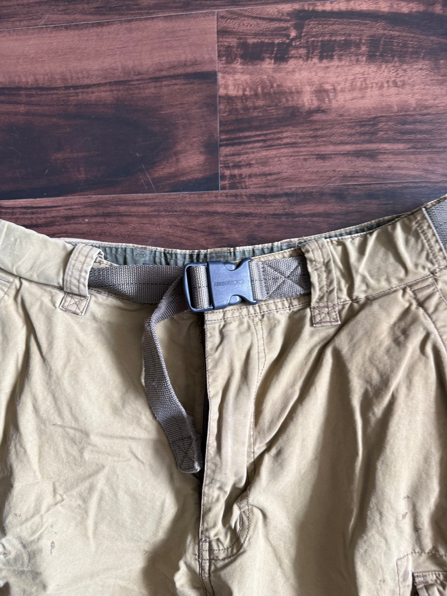 Vintage Abercrombie & Fitch Tan Nylon Cargo Shorts- 32