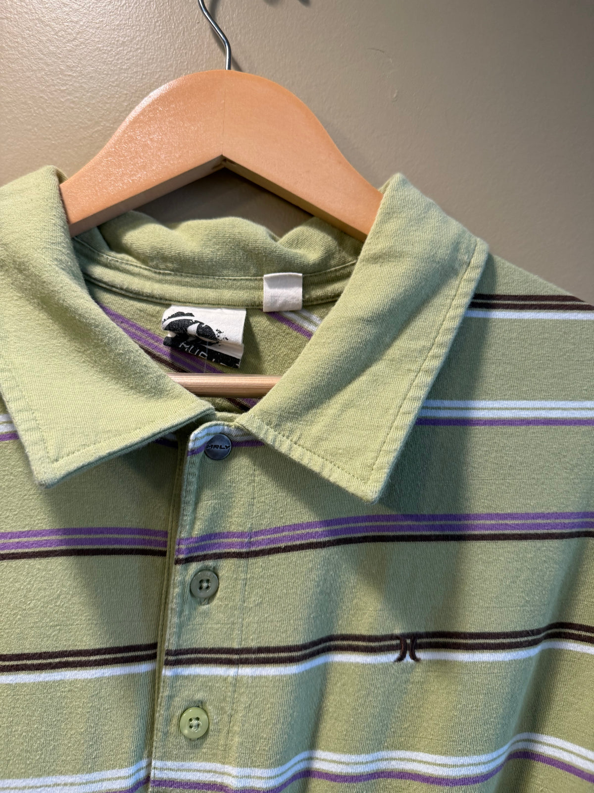 Vintage Hurley Striped Polo Shirt- XL