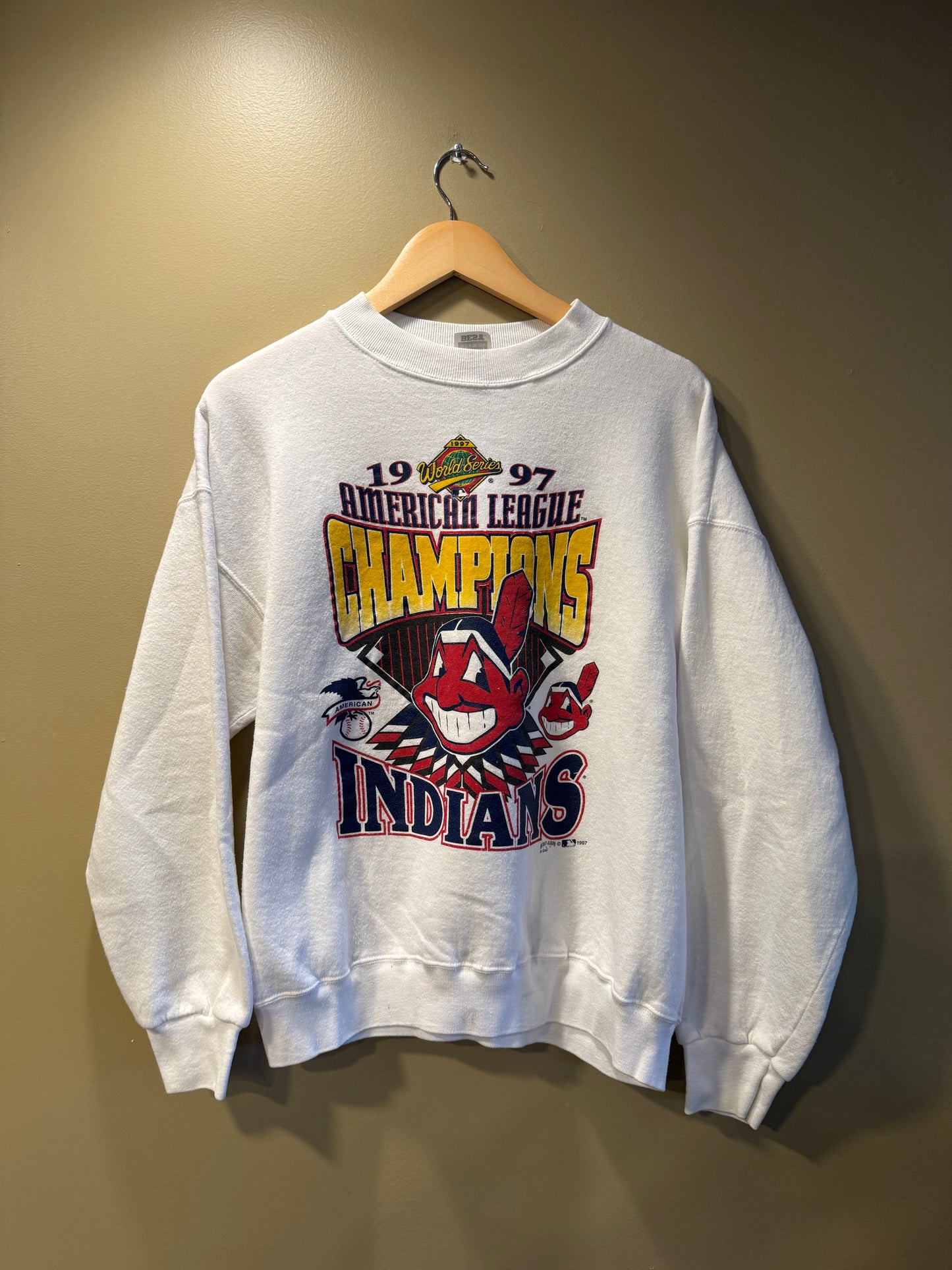 Vintage Cleveland Indians American League Champions Crewneck Sweatshirt- L