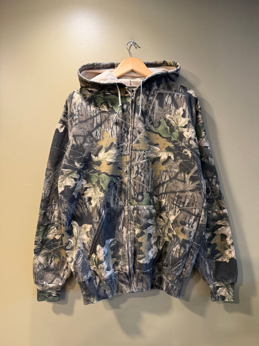 Vintage Mossy Oak Tree Camo Zip-Up Hoodie Sweatshirt- XL