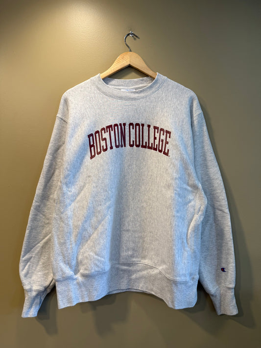 Boston College Champion Reverse Weave Spellout Crewneck Sweatshirt- L