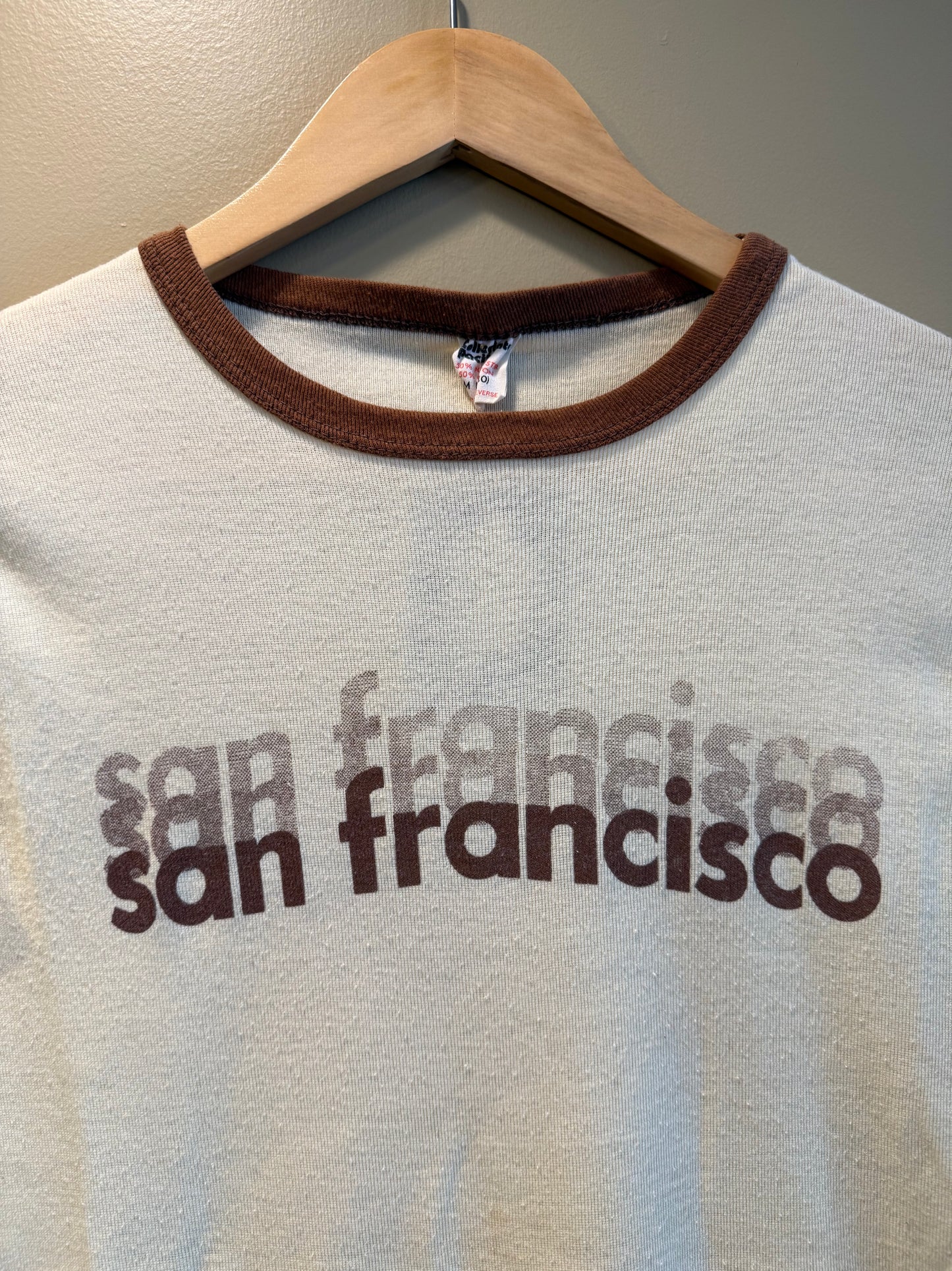 Vintage 70s San Francisco Tan Ringer T-Shirt- XS/S