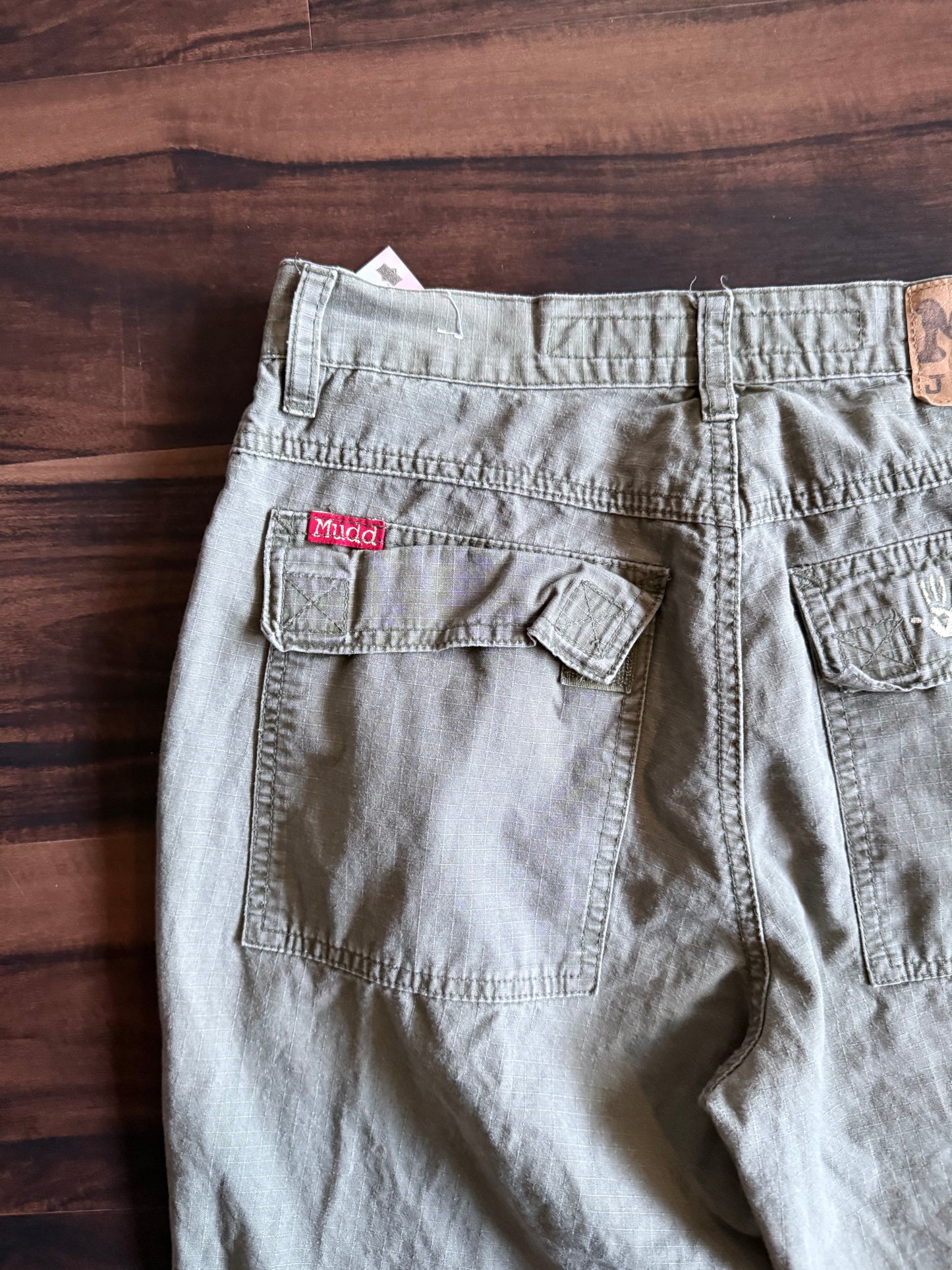 Vintage Y2K Mudd Jeans Green Canvas Flared Pants- 28x31
