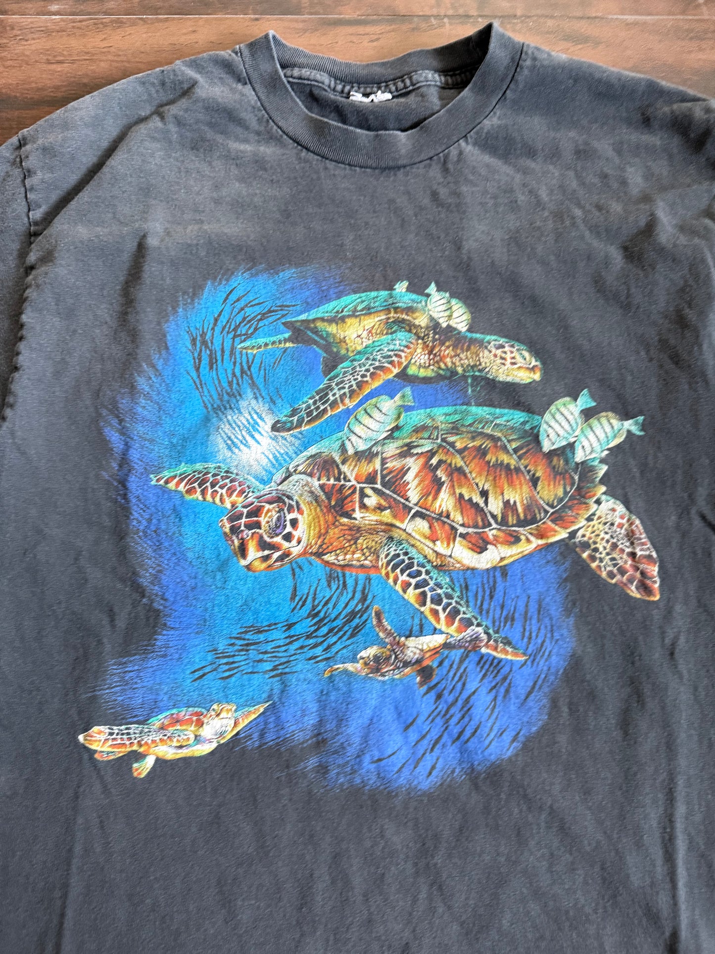 Vintage Cayman Sea Turtles Black Nature T-Shirt- M