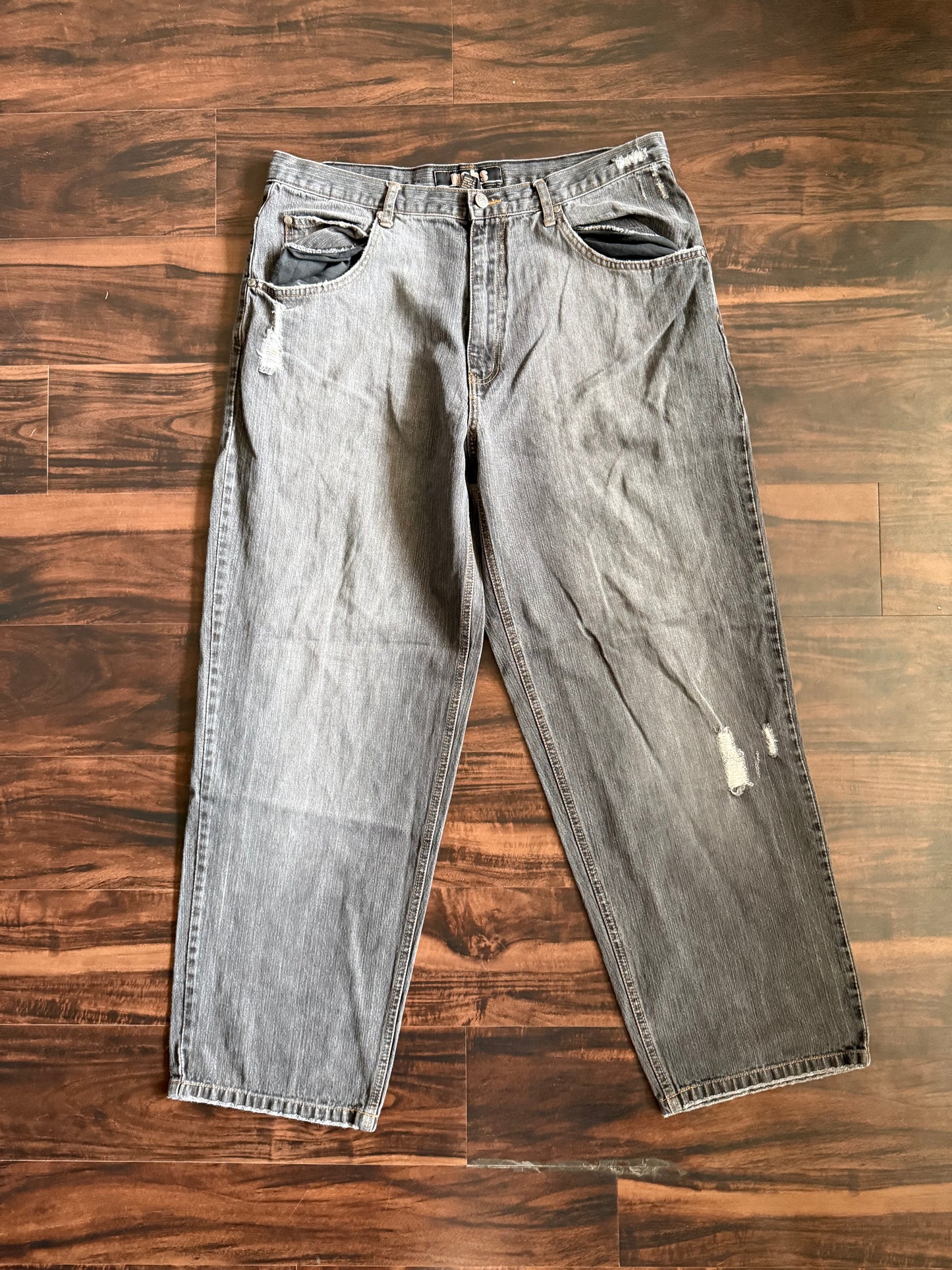 Vintage Y2K Webs Streetwear Black Denim Jeans- 36x32