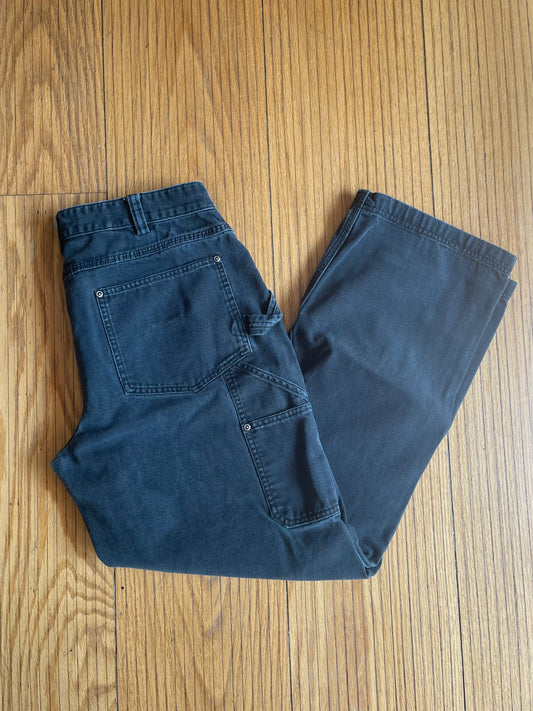 Vintage Duluth Trading Company Black Cotton Canvas Double Knee Carpenter Work Pants- 32x31