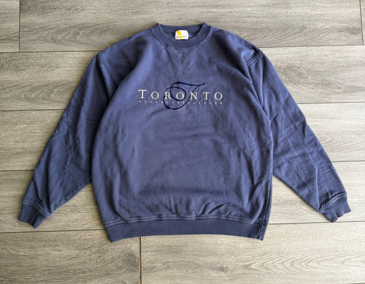 Vintage Toronto Canada Spell Out Embroidered Faded Purple Crewneck Sweatshirt- XL