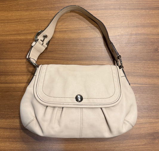 Vintage Coach F13729 Bone/White Soho Pleated Flap Shoulder Bag