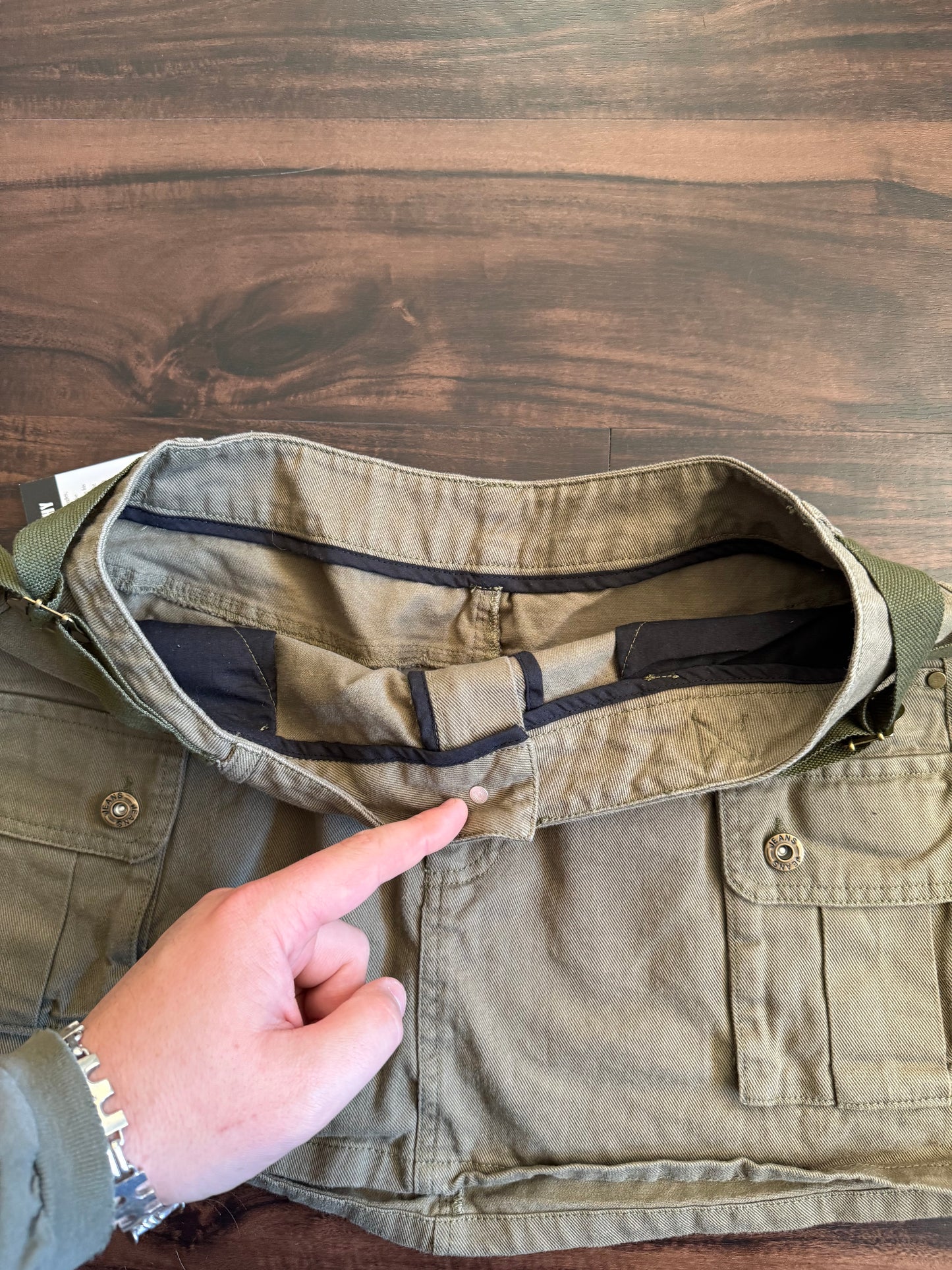 Vintage Y2K Green Military Canvas Skirt- 32