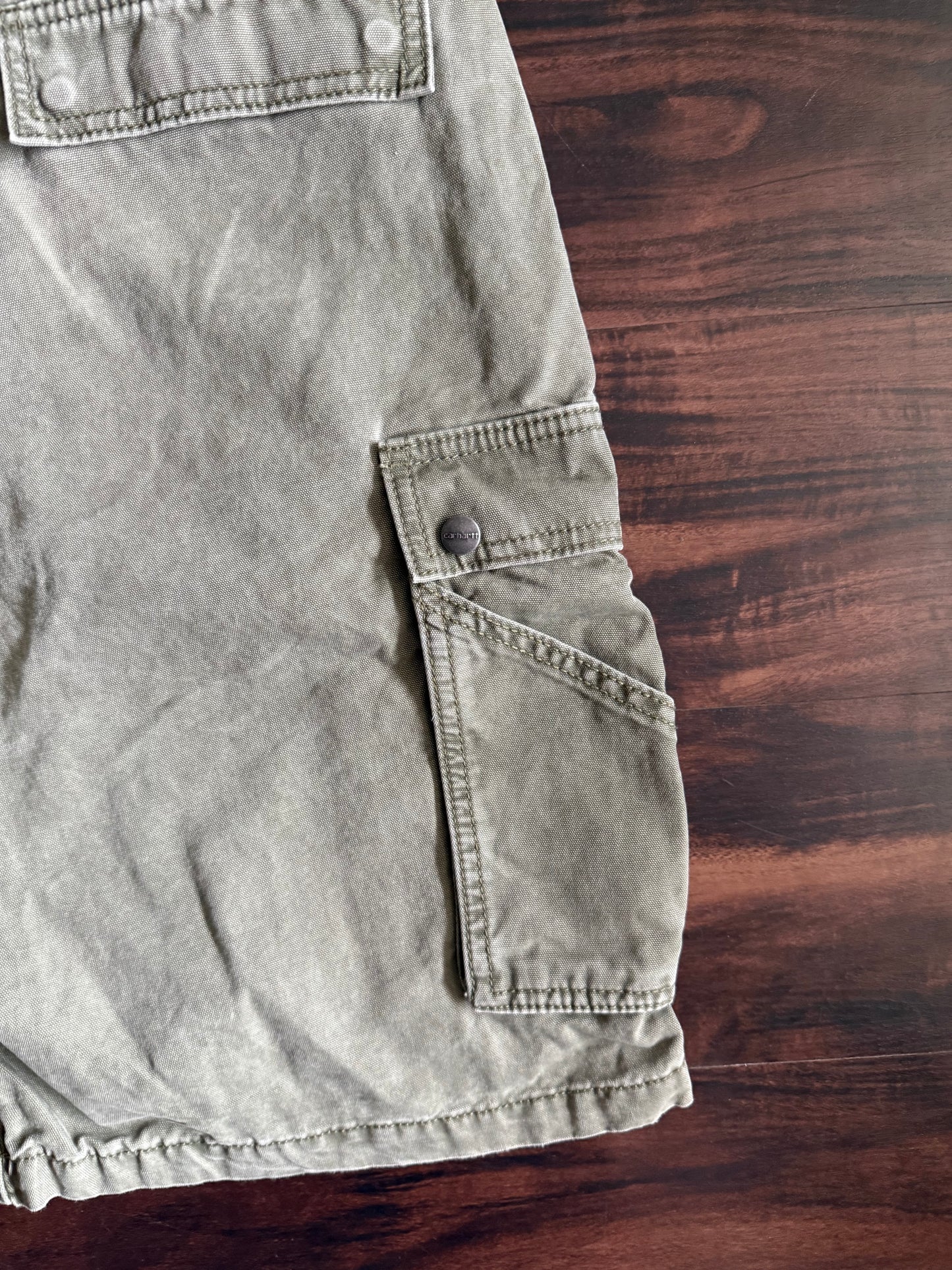 Carhartt Olive Green Relaxed Fit Cargo Shorts- 36