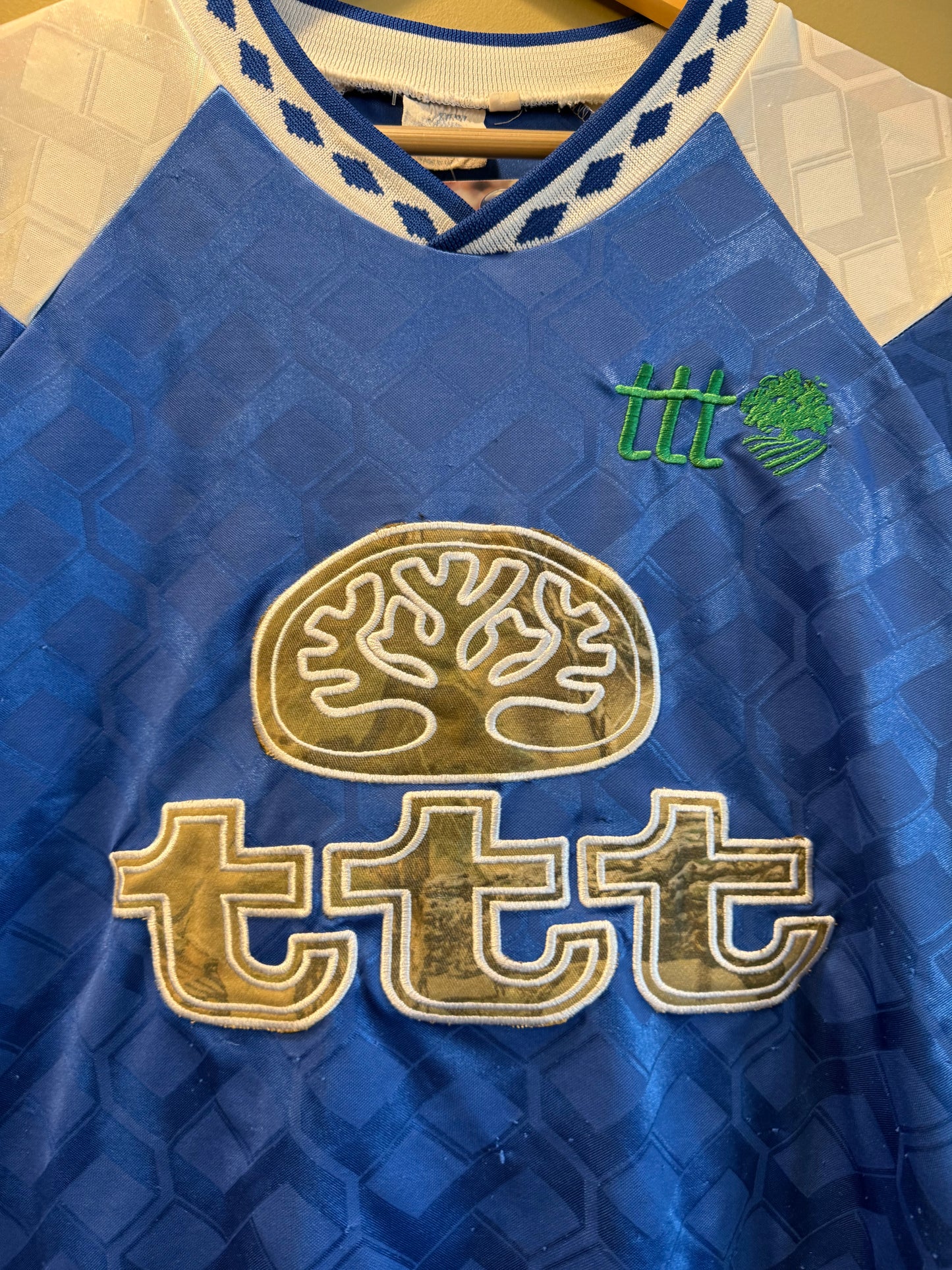 TTT Blue Diamond Collared Football Soccer Jersey- L