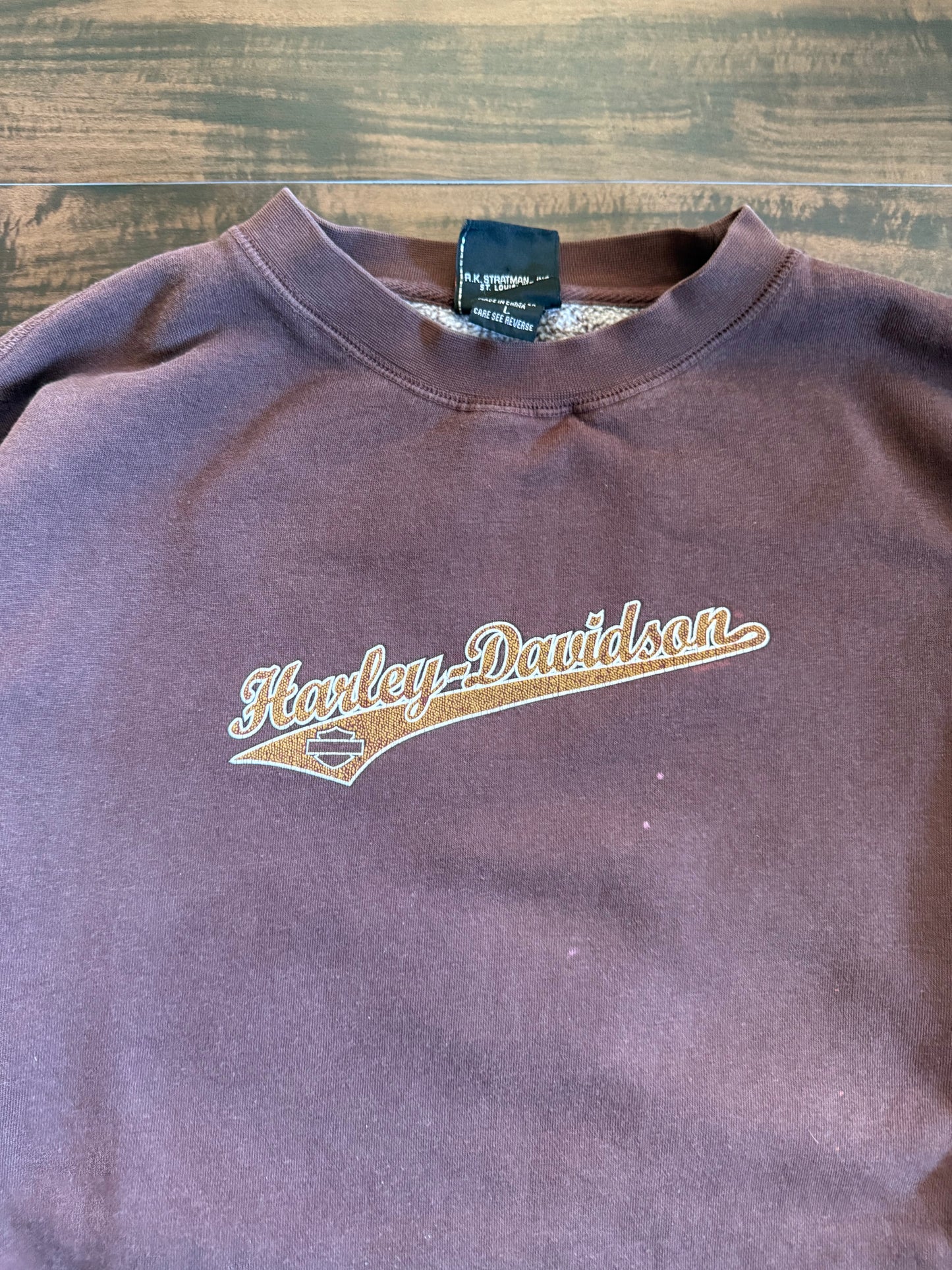 Vintage Harley Davidson Motorcycles Brown Crewneck Sweatshirt- S
