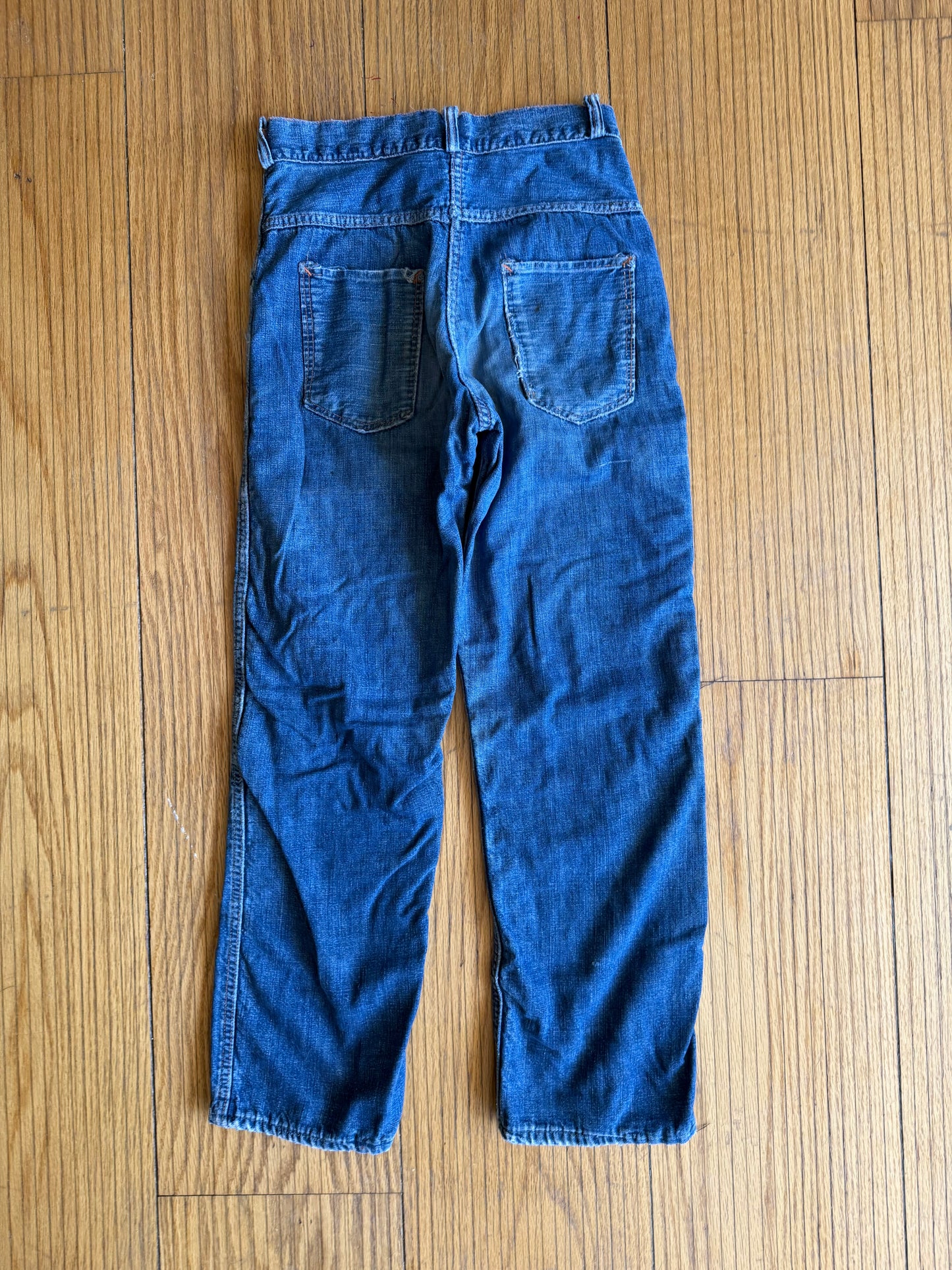 Vintage 70s Flannel-Lined Repaired Denim Jeans- 26x27