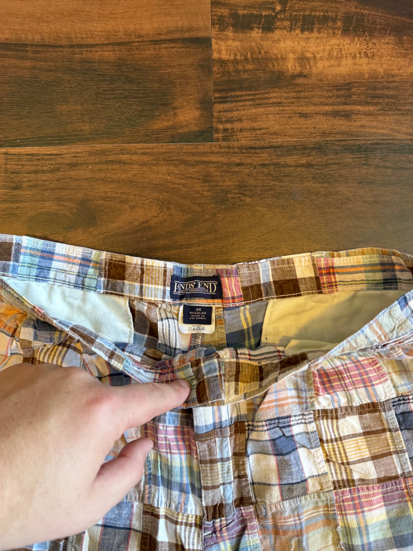 Vintage Land’s End Checkered Plaid Shorts- 33
