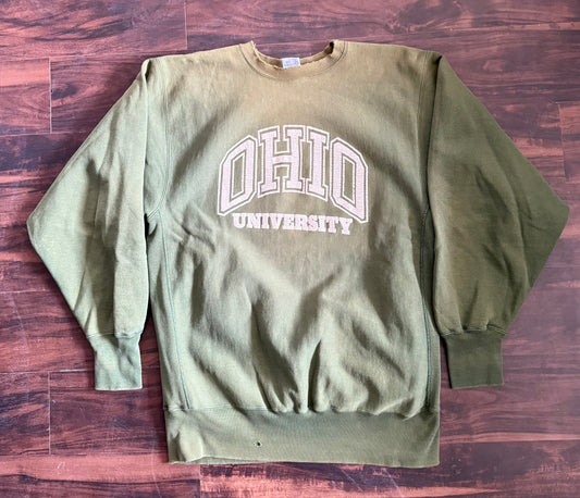 Vintage Ohio University Champion Reverse Weave Green Crewneck Sweatshirt- XL