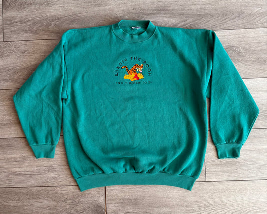 Vintage Winnie The Pooh & Tigger Blue Crewneck Sweatshirt- XL