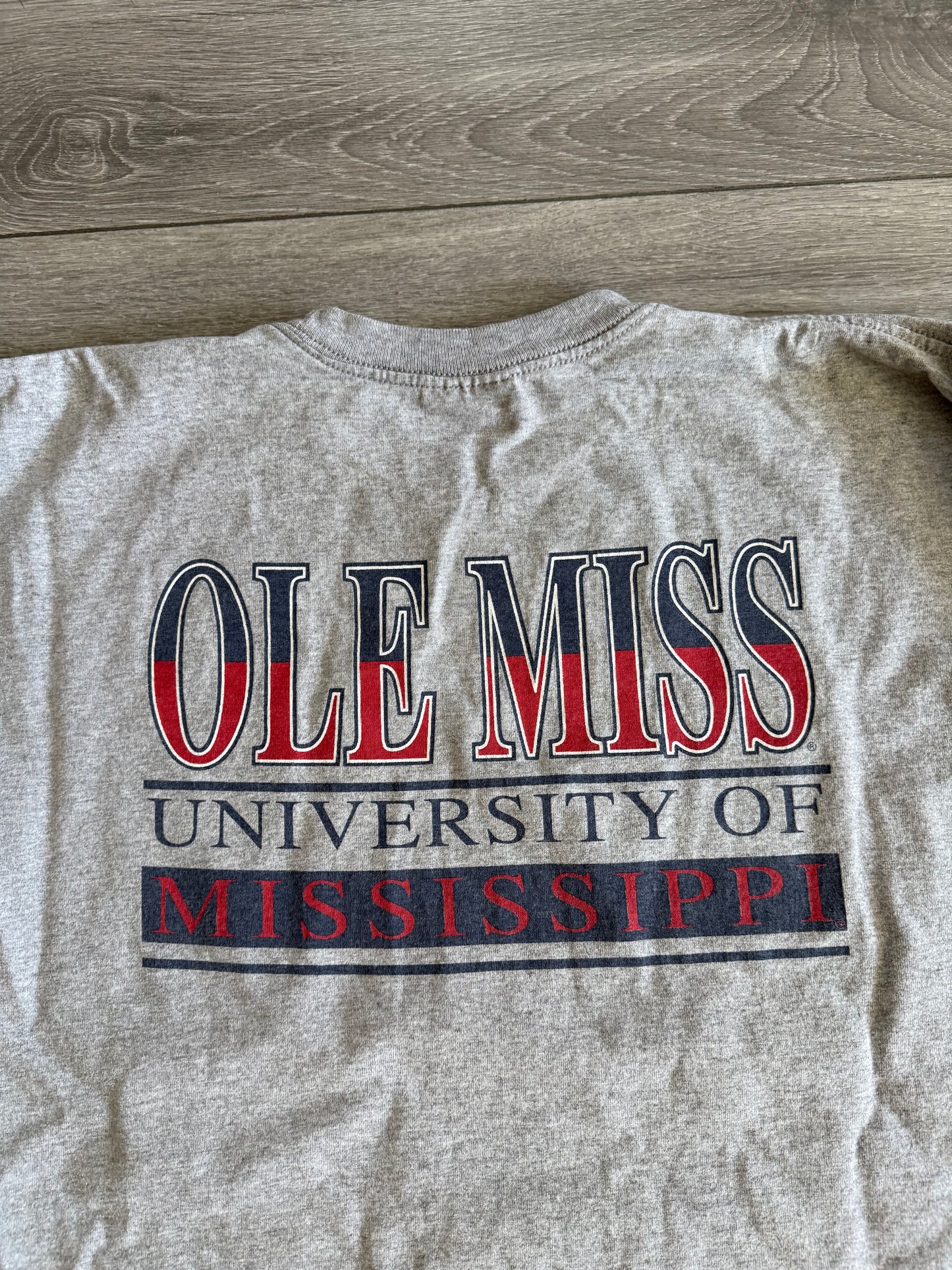 Vintage Ole Miss University of Mississippi Long Sleeve Gray T-Shirt- XL