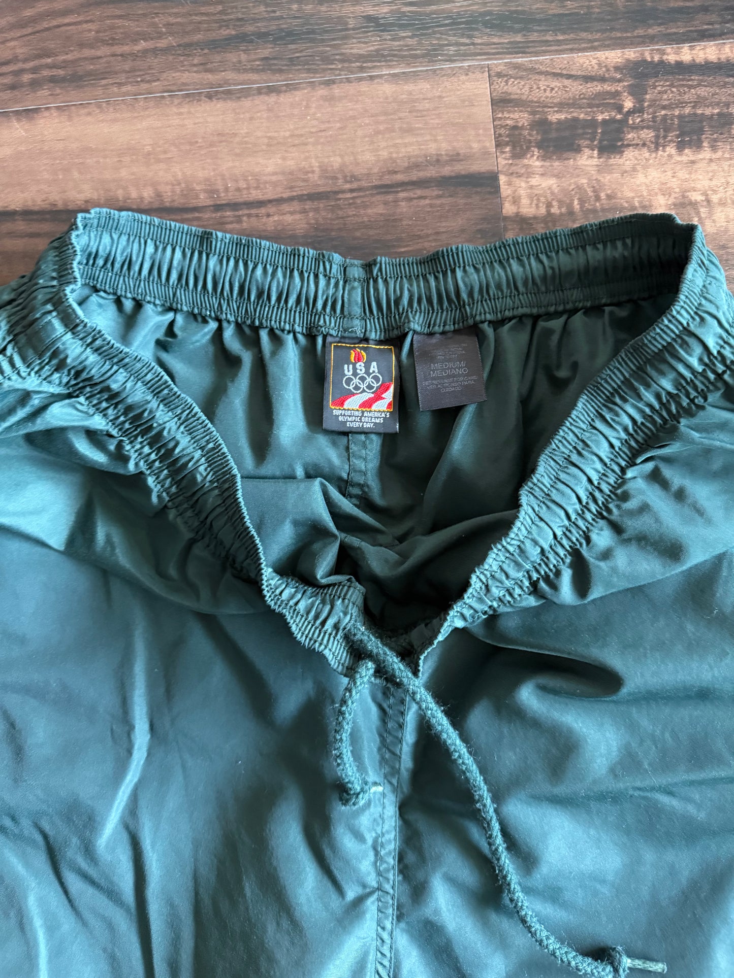 Vintage U.S. Olympic Green Nylon Carpenter Shorts- 32