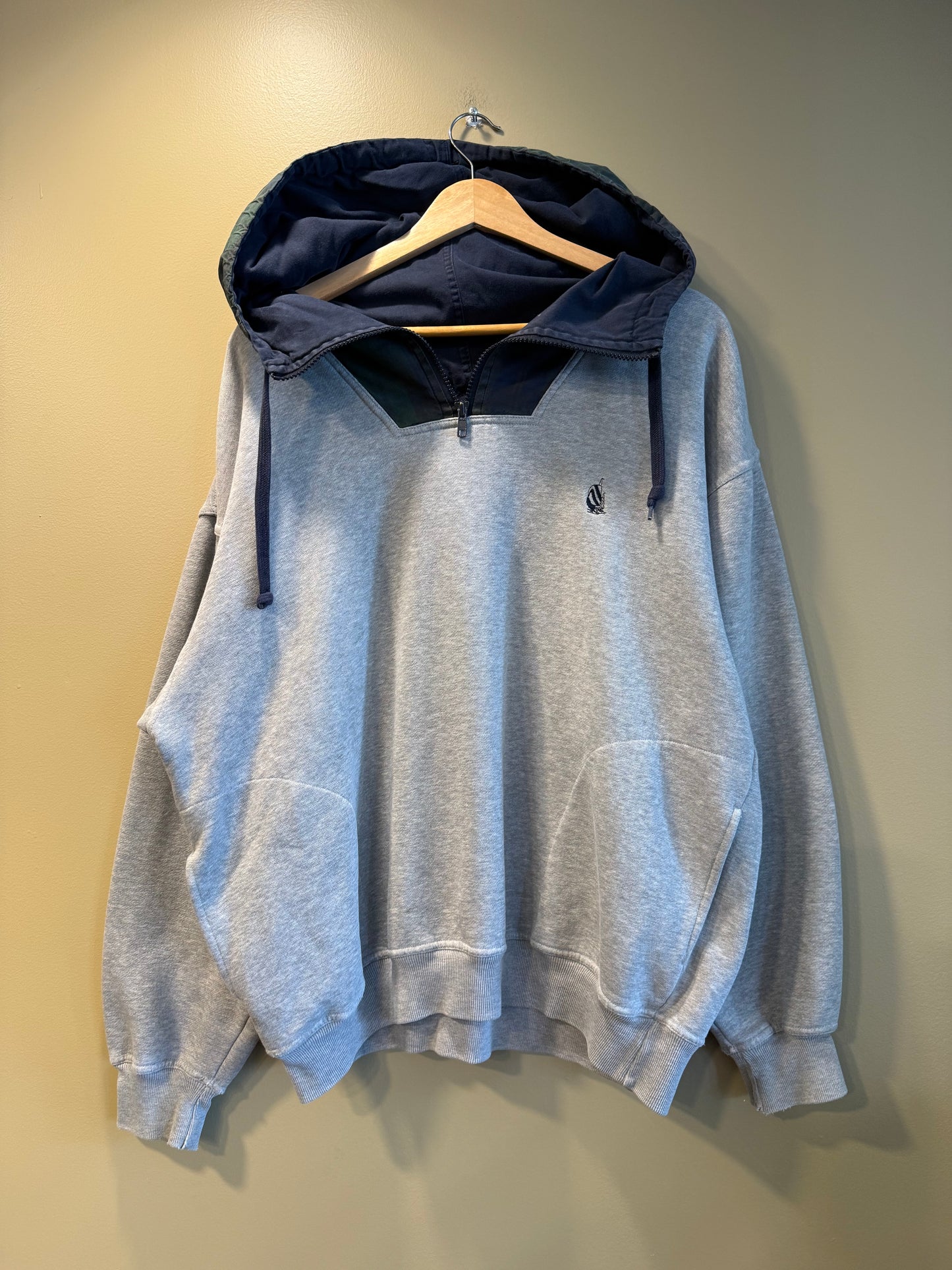 Vintage Nautica Gray Sailing Two-Tone Hoodie Sweatshirt- XL